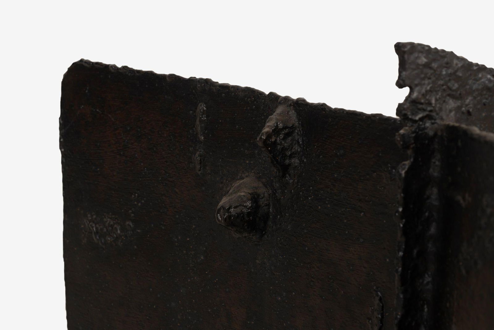 Brutalist Tripod Floor Sculpture, c.1955 – Blackened Steel & Orange Crystal - 10