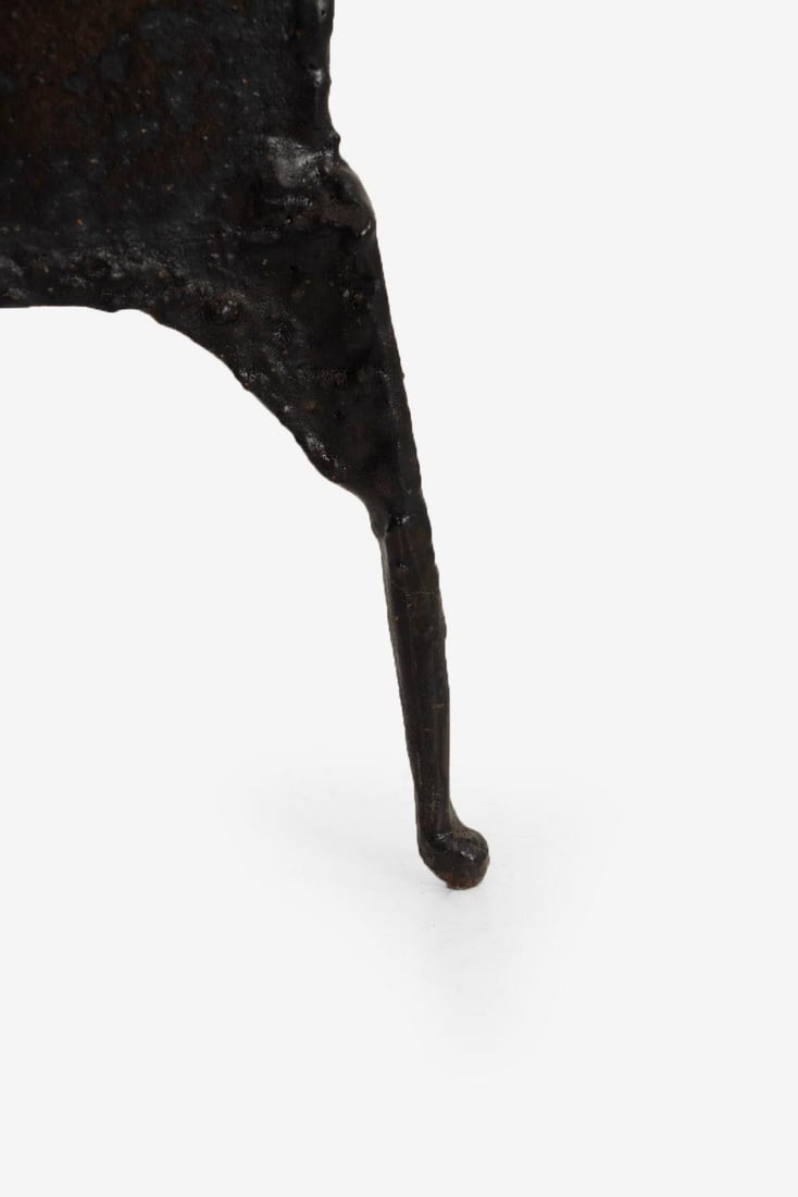 Brutalist Tripod Floor Sculpture, c.1955 – Blackened Steel & Orange Crystal - 12