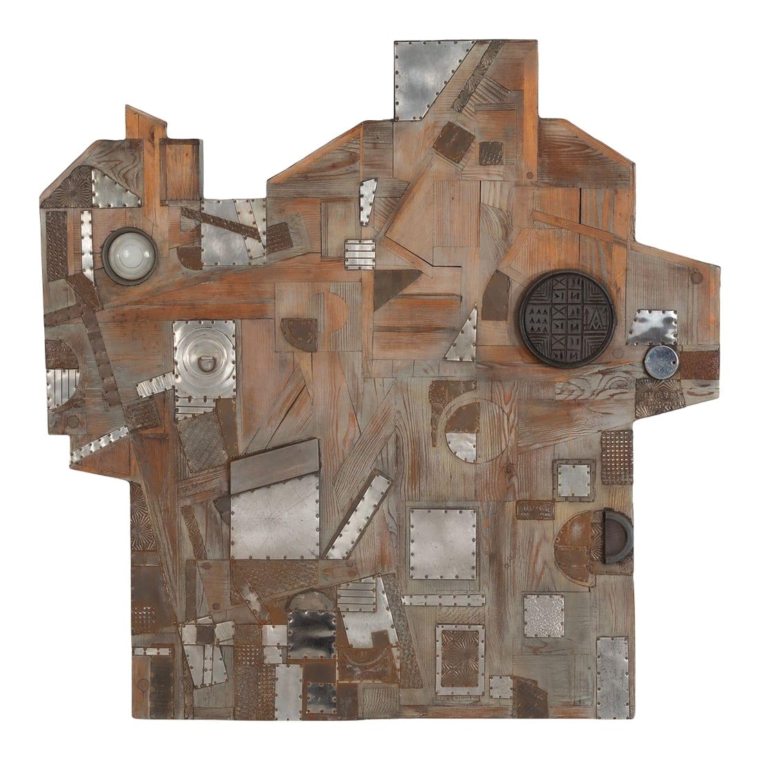 Max Neufeldt Metal Collage – Assemblage Sculpture 1975c: Max Neufeldt Metal Collage – Assemblage Sculpture, circa 1975 Comes with Certificate of Authenticity from the Estate of Max Neufeldt An exceptional example of Max Neufeldt's mature assemblage