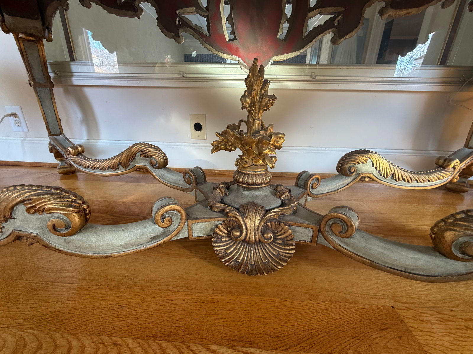 Antique French Rococo Revival Marble Top Table With Gilt Carved Base, Circa 1900 - 3