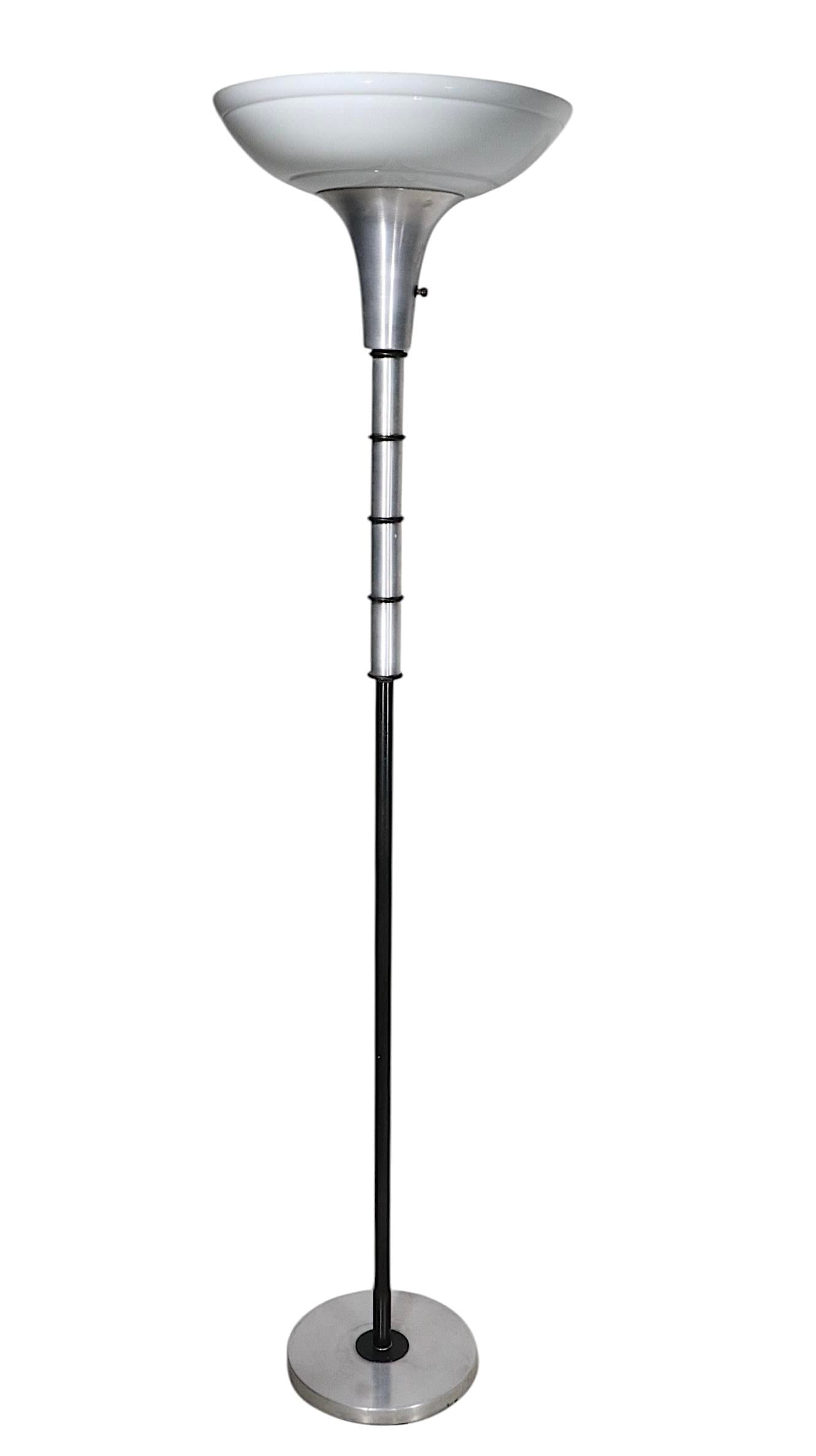 Mid 20th Century Art Deco Machine Age Torchiere Uplight Floor Lamp - 4