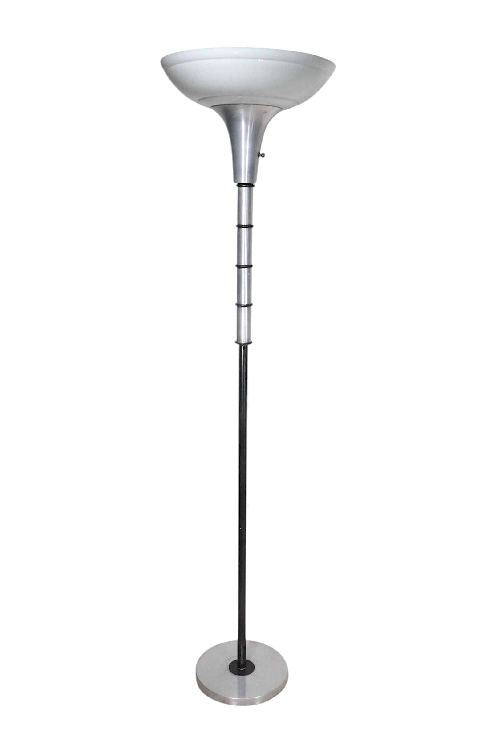 Mid 20th Century Art Deco Machine Age Torchiere Uplight Floor Lamp - 8