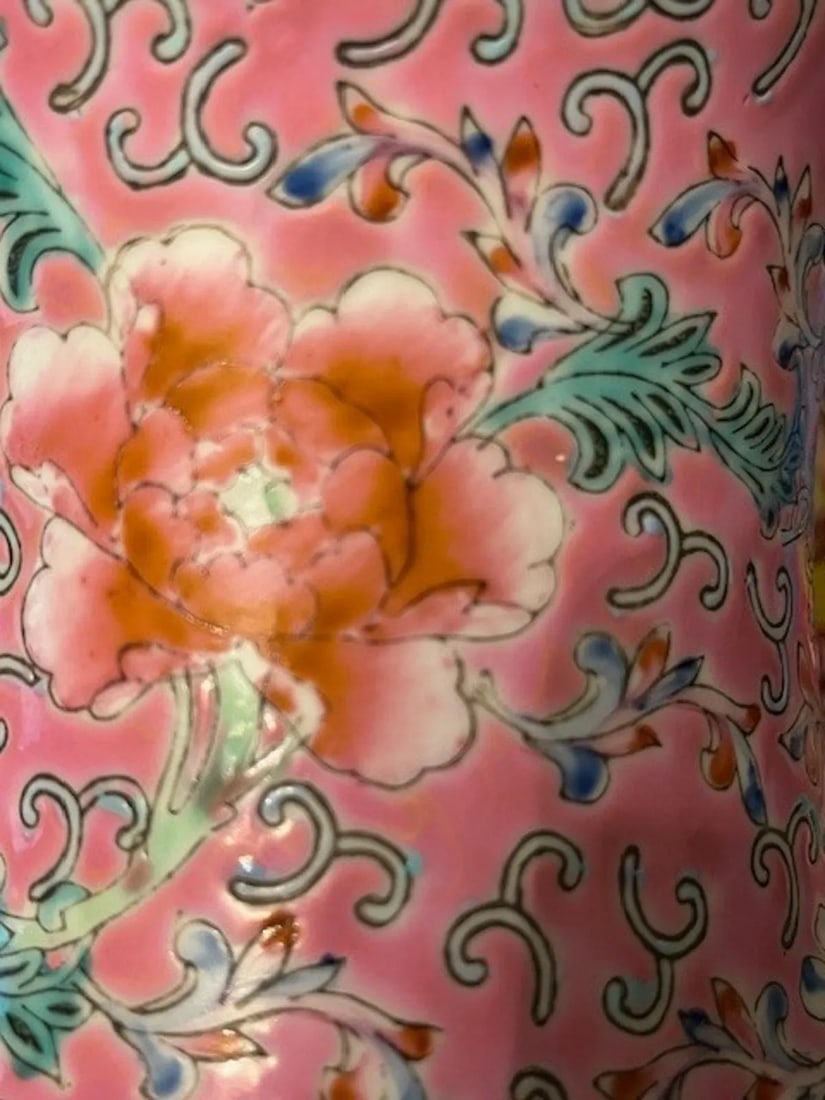 Stunning Matched Pair of 20-Inch Chinese Famille Rose Porcelain Vases - 15