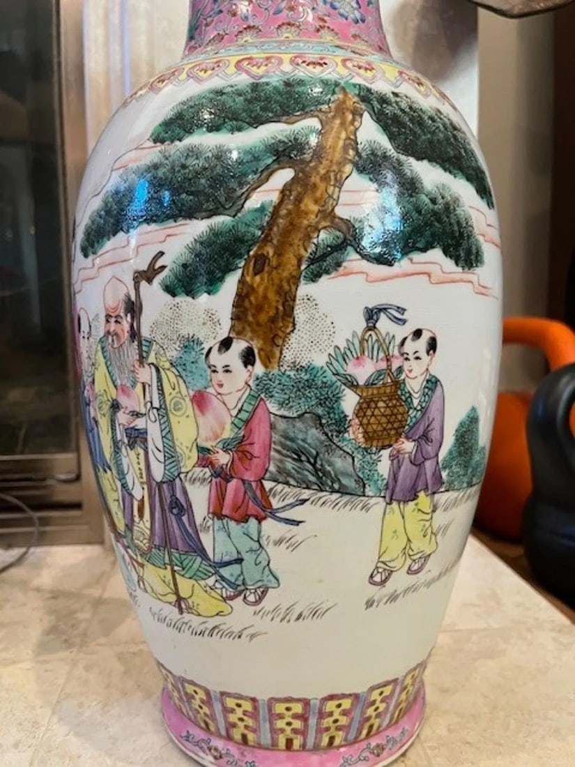 Stunning Matched Pair of 20-Inch Chinese Famille Rose Porcelain Vases - 17