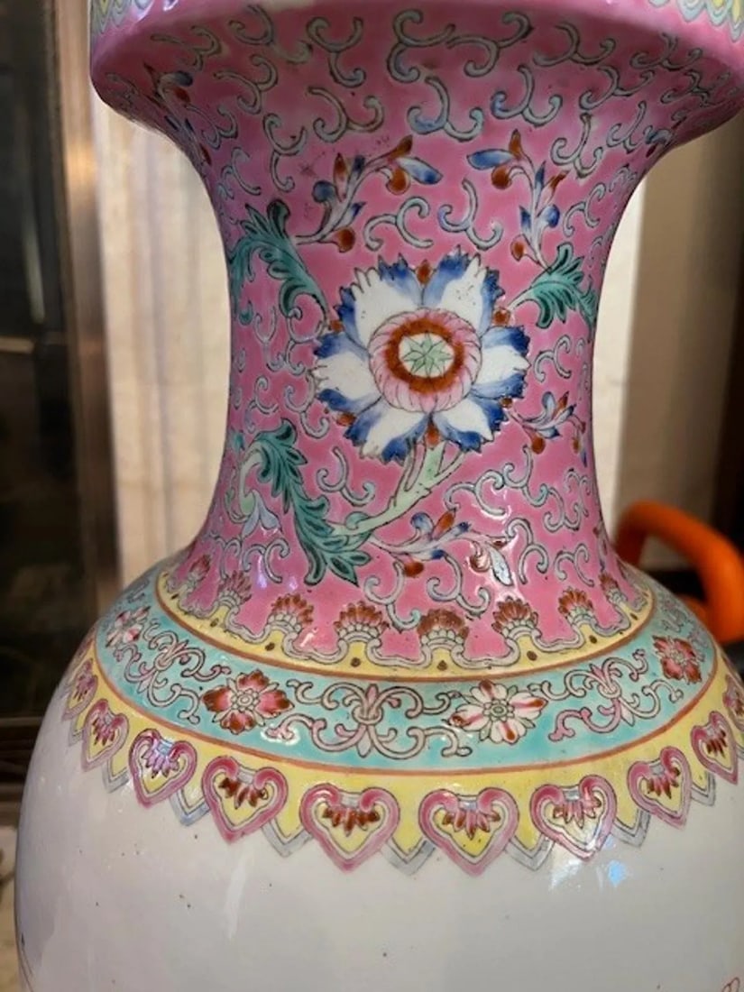 Stunning Matched Pair of 20-Inch Chinese Famille Rose Porcelain Vases - 4