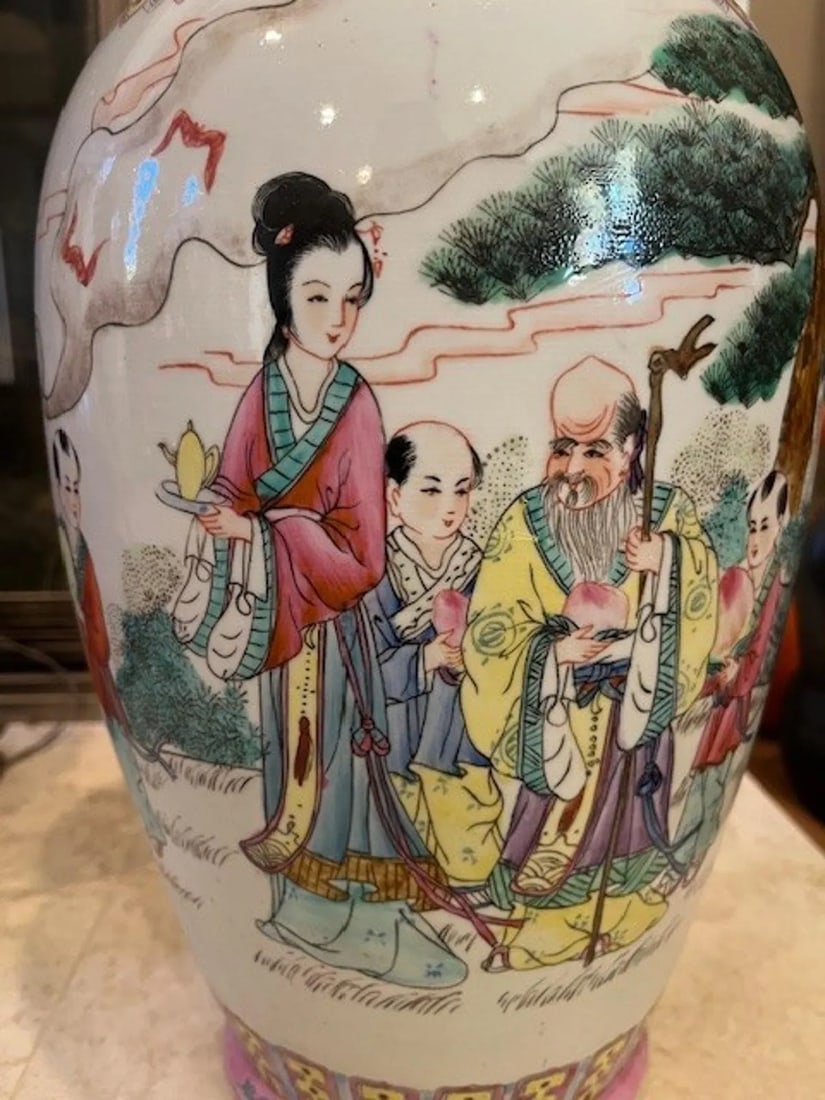 Stunning Matched Pair of 20-Inch Chinese Famille Rose Porcelain Vases - 9