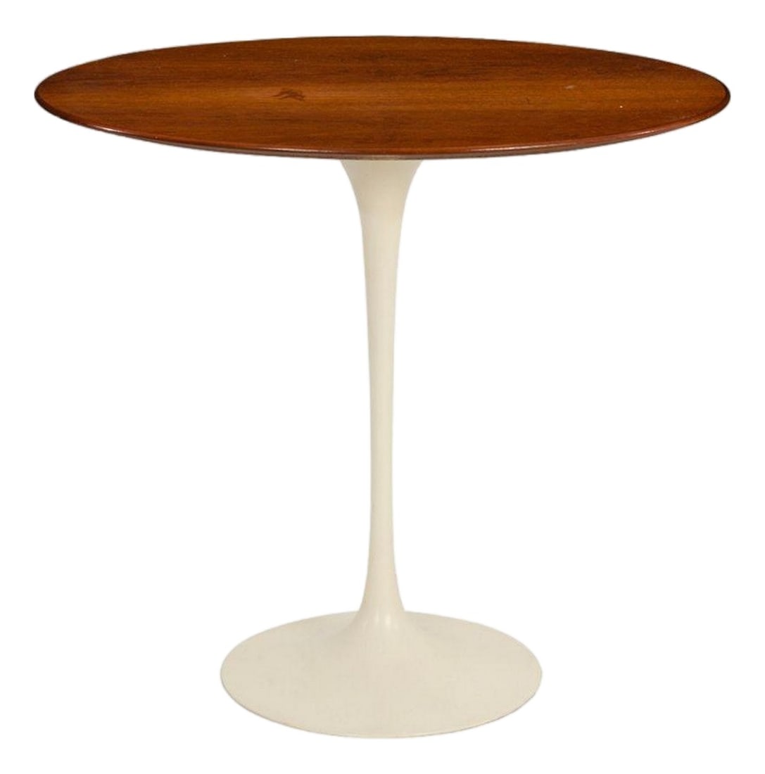 Saarinen Elliptical Tulip Side Table, 1960c – Oiled Walnut Tops & Cast-Iron Base (1 of 8)
