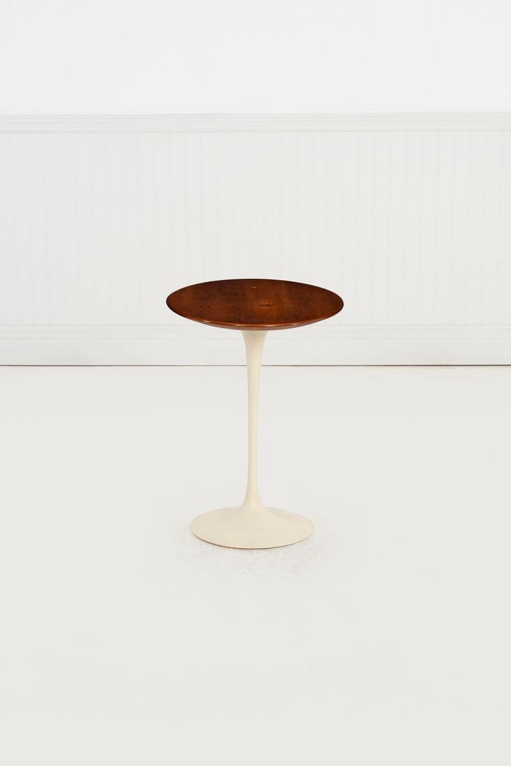 Saarinen Elliptical Tulip Side Table, 1960c – Oiled Walnut Tops & Cast-Iron Base - 6
