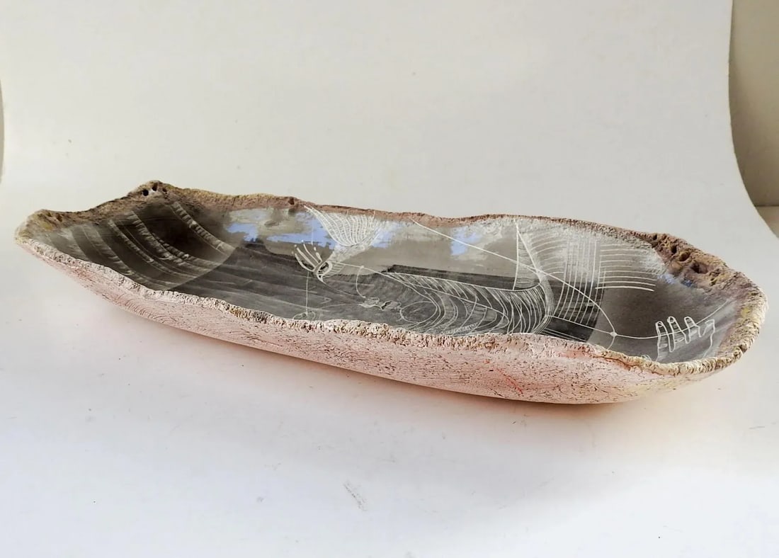 Vintage Abstract Clay Portrait Bowl by Alejandra Almuelle - 4