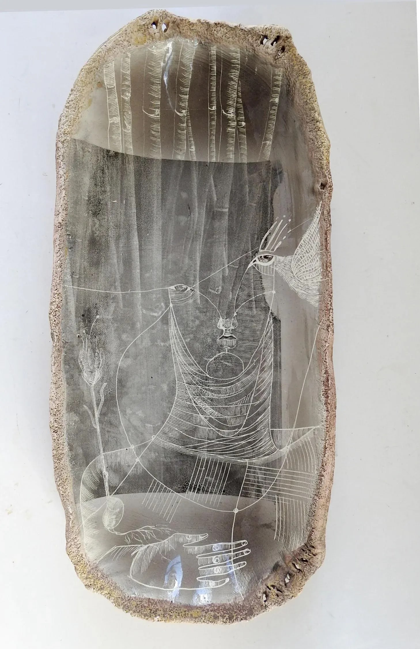 Vintage Abstract Clay Portrait Bowl by Alejandra Almuelle - 7