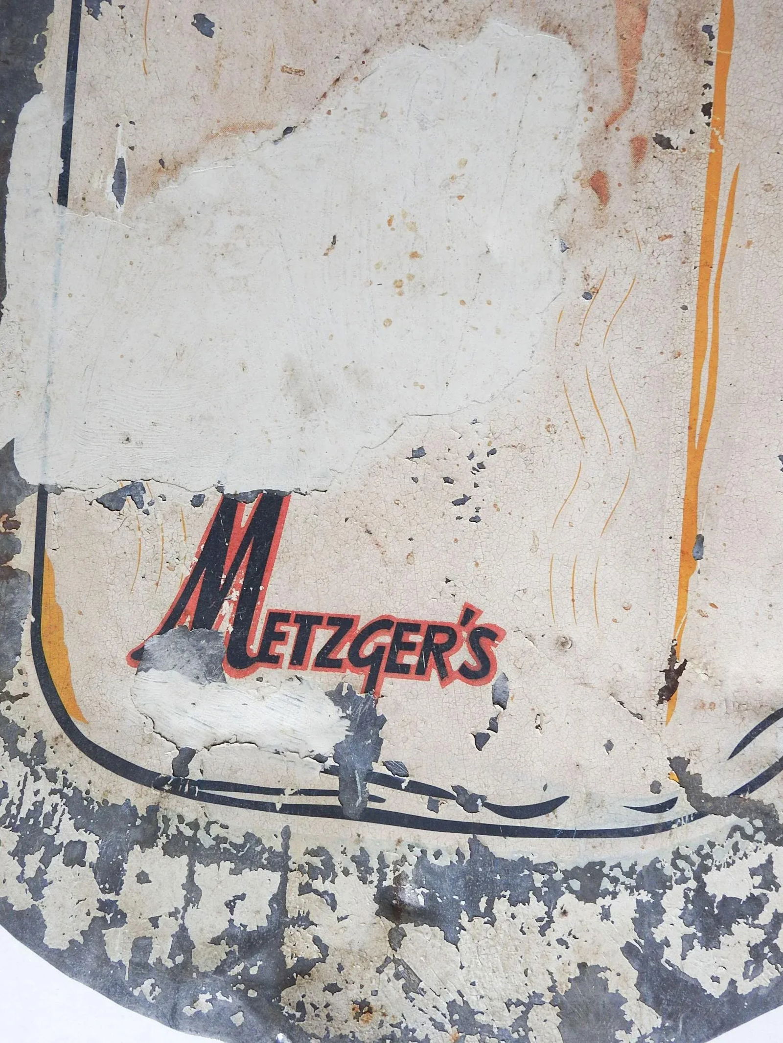 Vintage Distressed Metzger's Milk Bottle Sign - 3