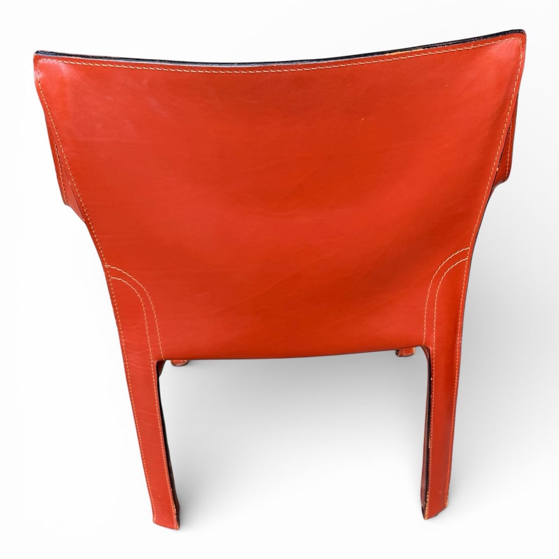 1990s Cassina Italian Leather Armchair in Burnt Orange / Saddle Leather - 2
