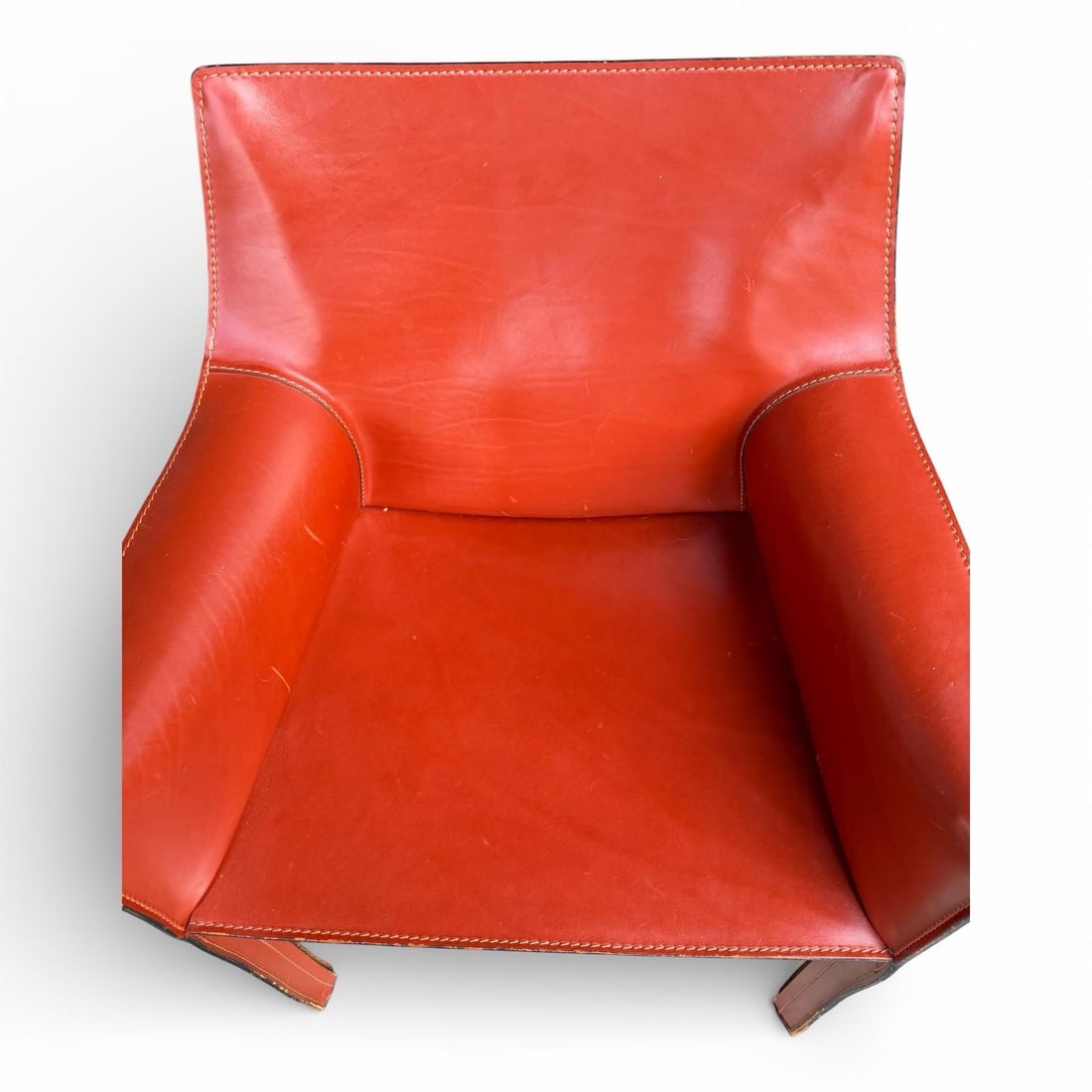 1990s Cassina Italian Leather Armchair in Burnt Orange / Saddle Leather - 3