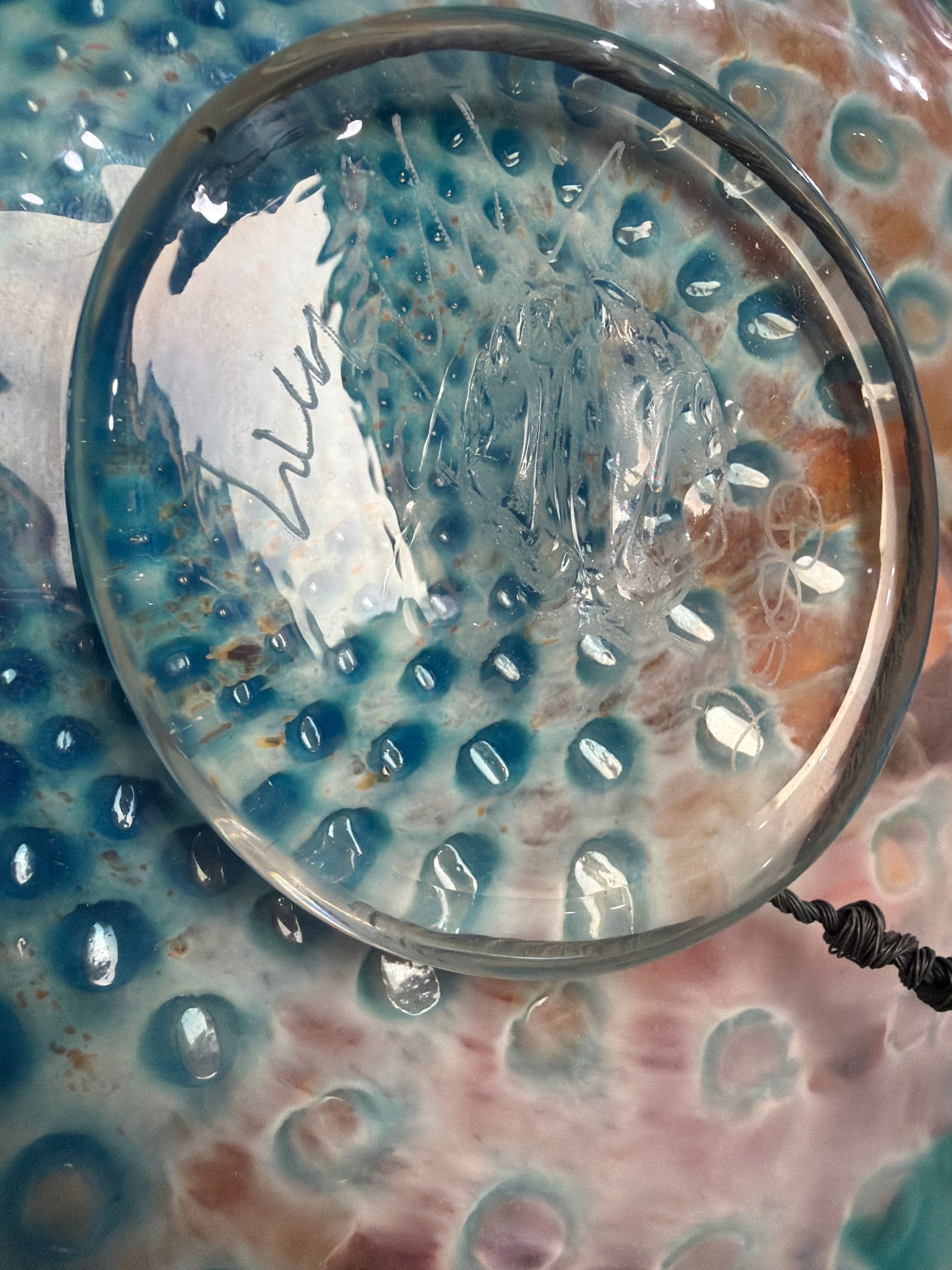 Lucy Chamberlain 22" Signed Art Glass Wall Sculpture - 10