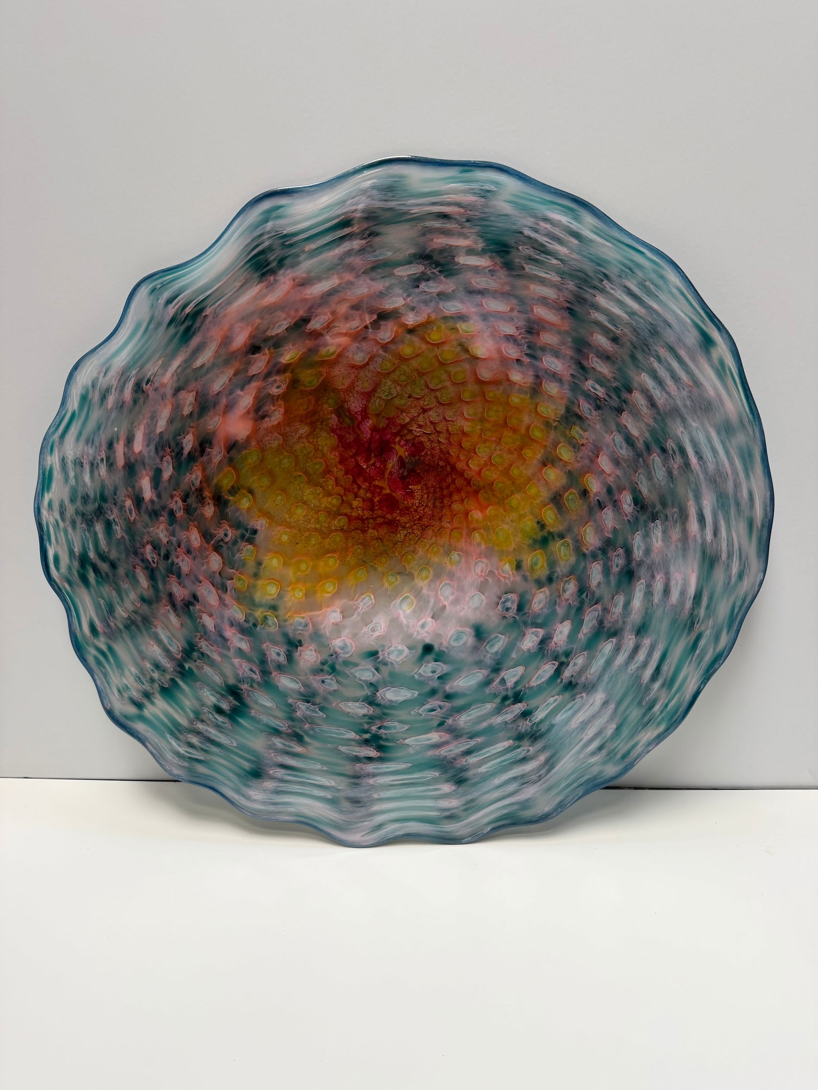 Lucy Chamberlain 22" Signed Art Glass Wall Sculpture - 5