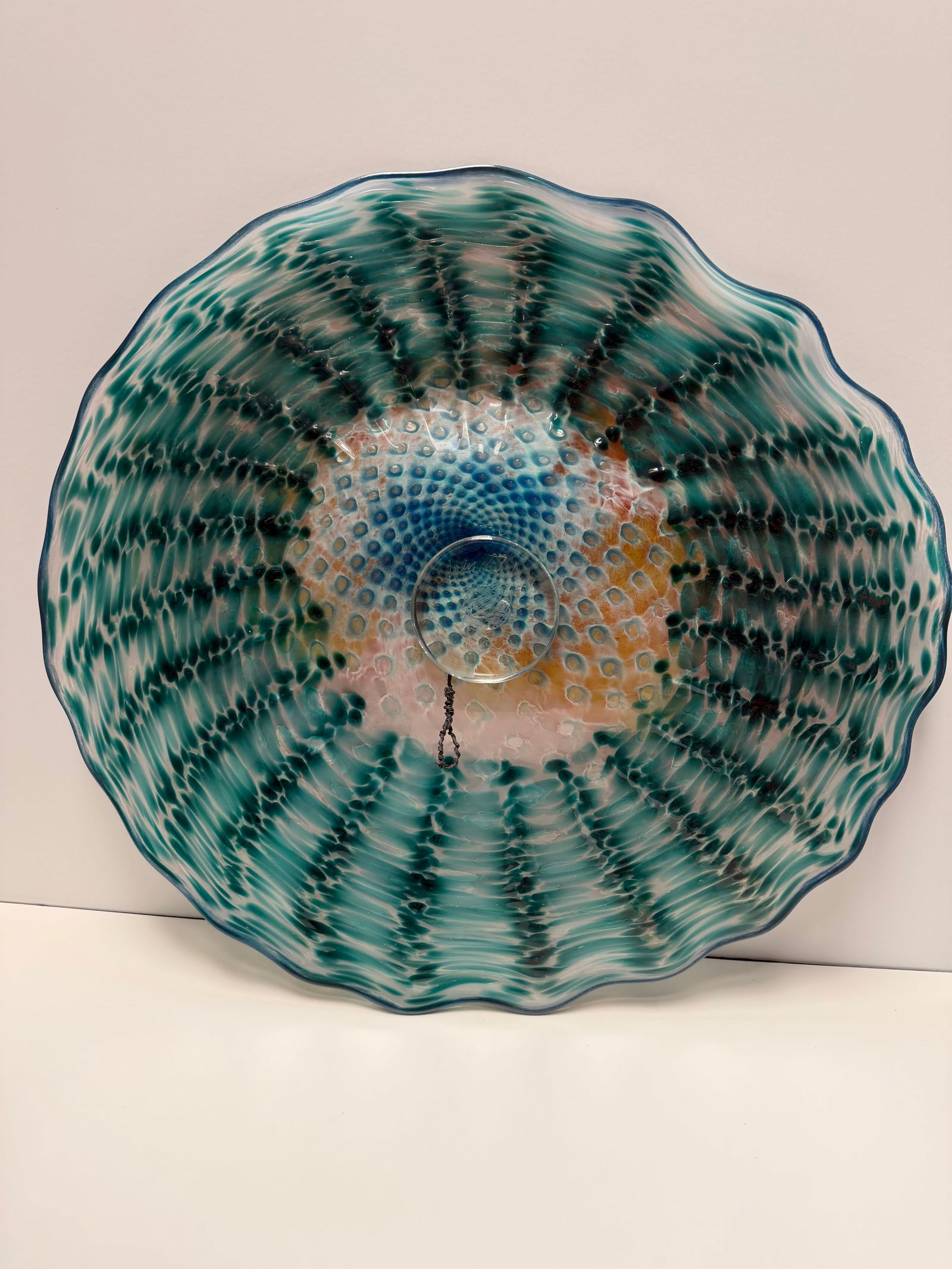 Lucy Chamberlain 22" Signed Art Glass Wall Sculpture - 6