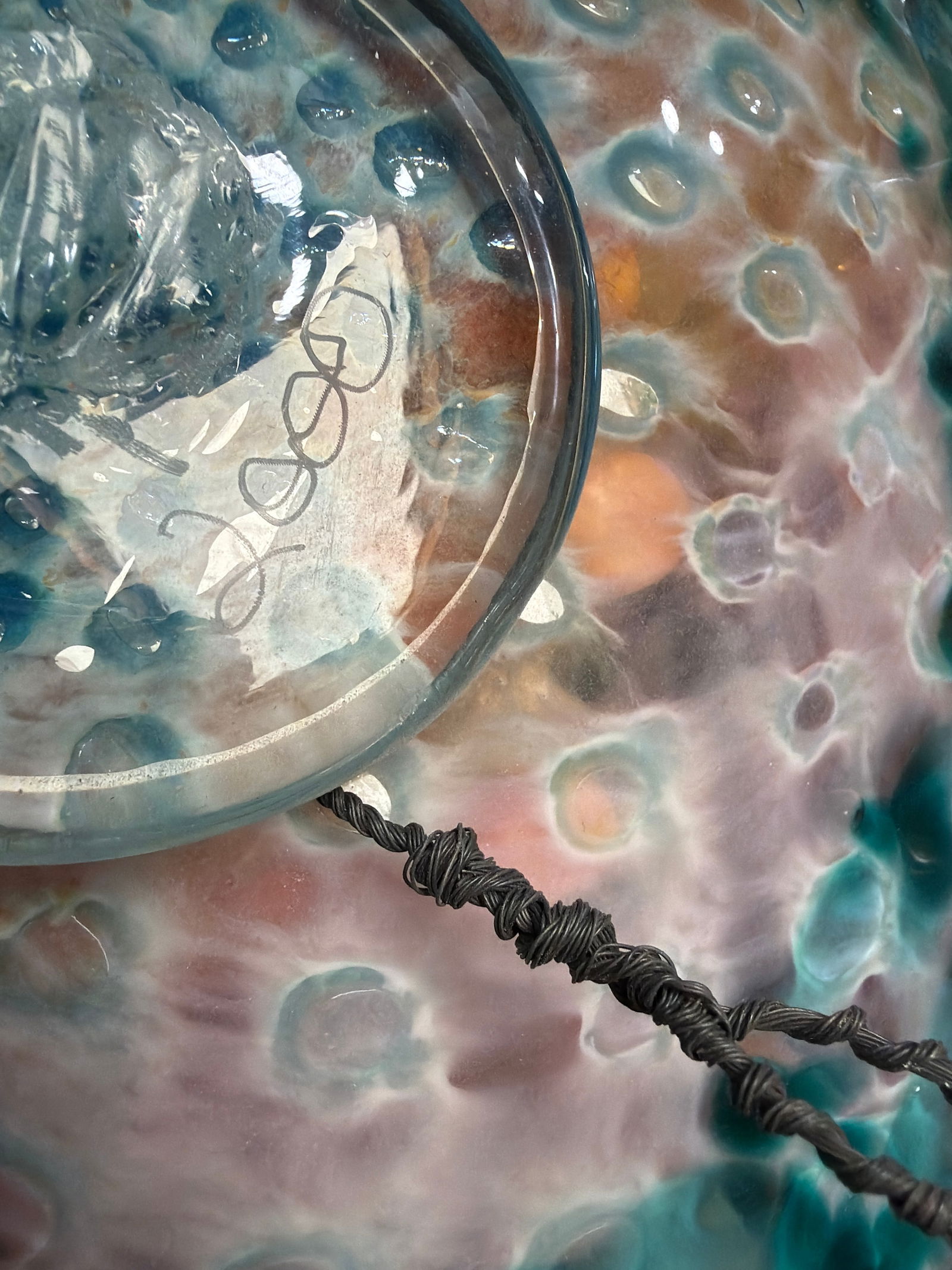 Lucy Chamberlain 22" Signed Art Glass Wall Sculpture - 7