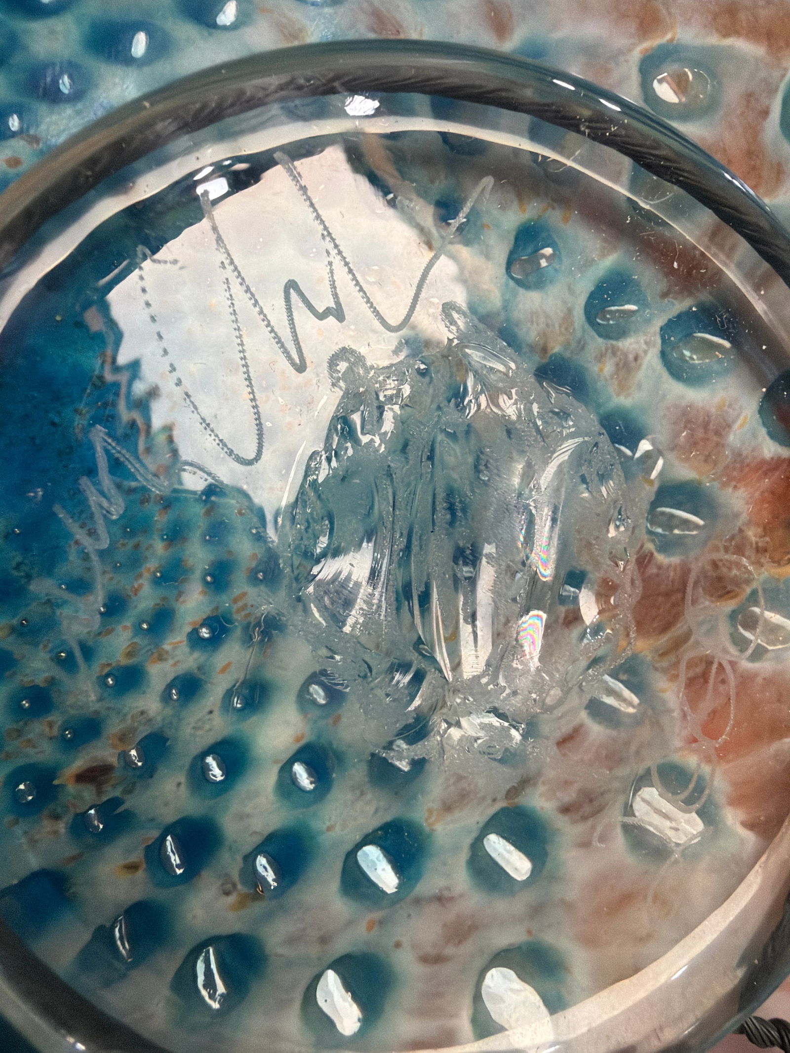 Lucy Chamberlain 22" Signed Art Glass Wall Sculpture - 8