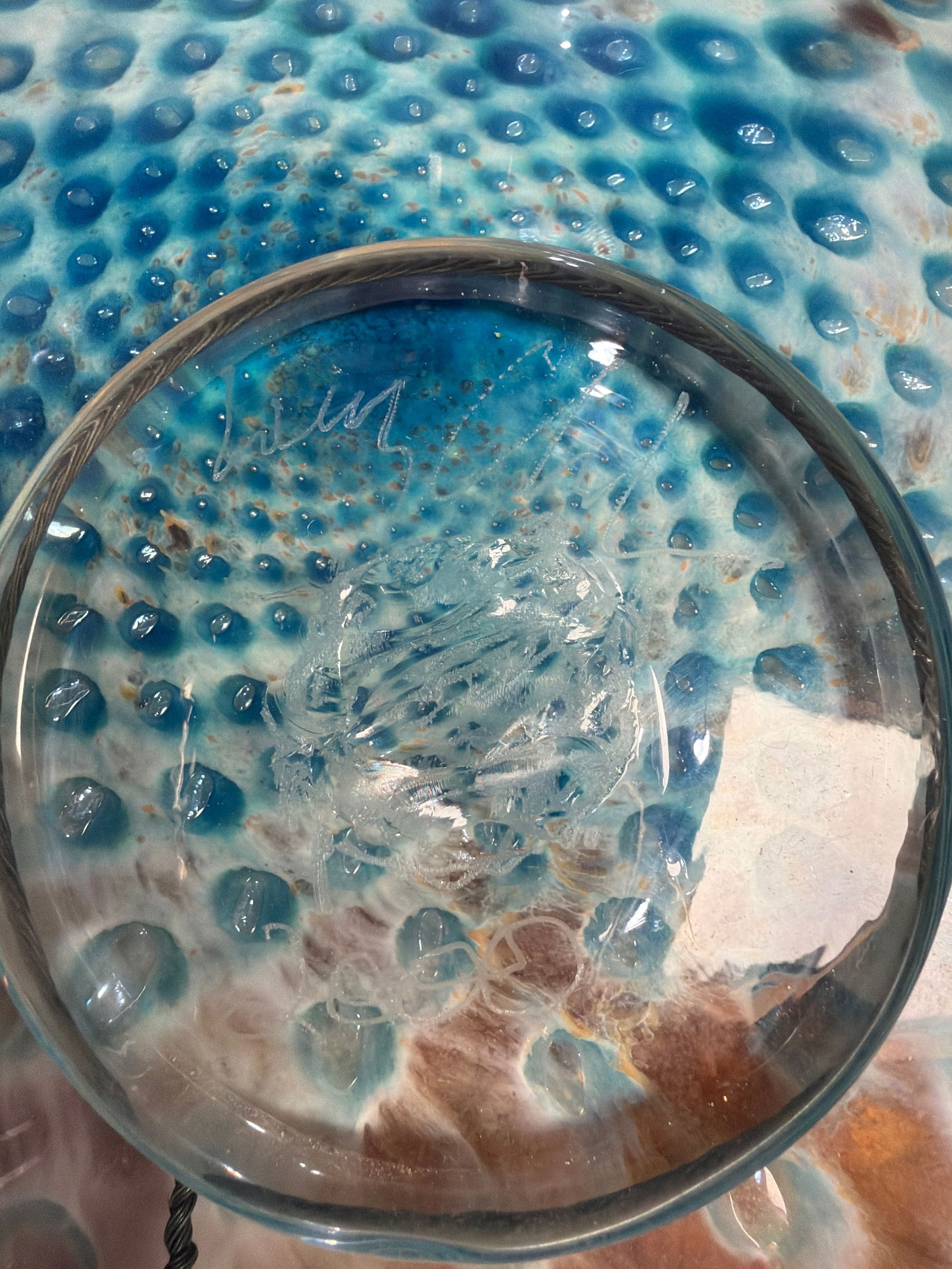 Lucy Chamberlain 22" Signed Art Glass Wall Sculpture - 9