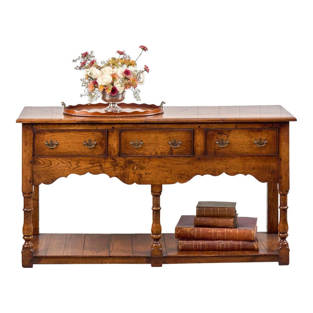 19th Century English Oak Dresser Base/Console With Scalloped Apron (1 of 11)