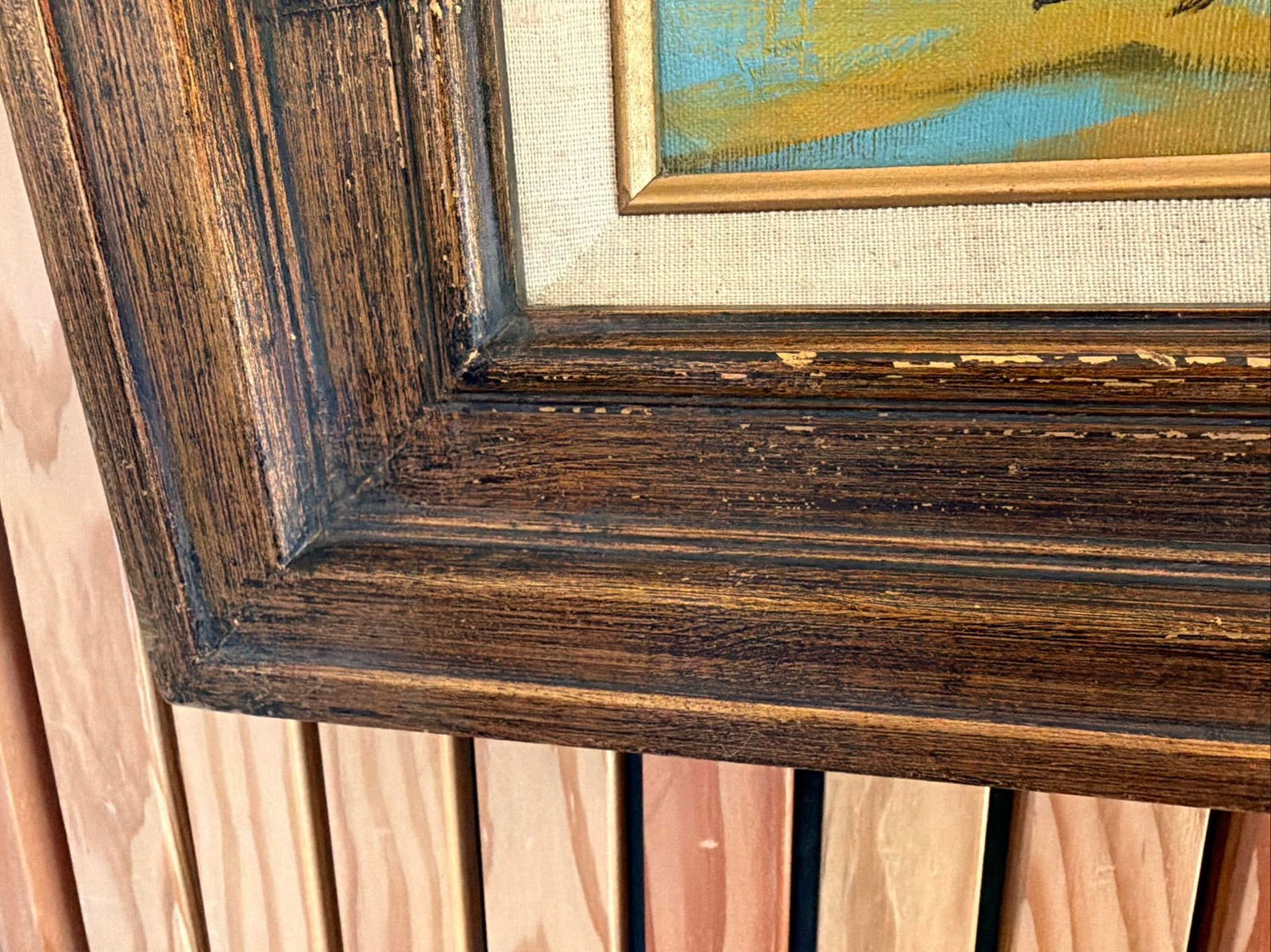 Vintage Original Oil Painting Pioneer Wagon River Crossing Dawn Signed Horman - 3