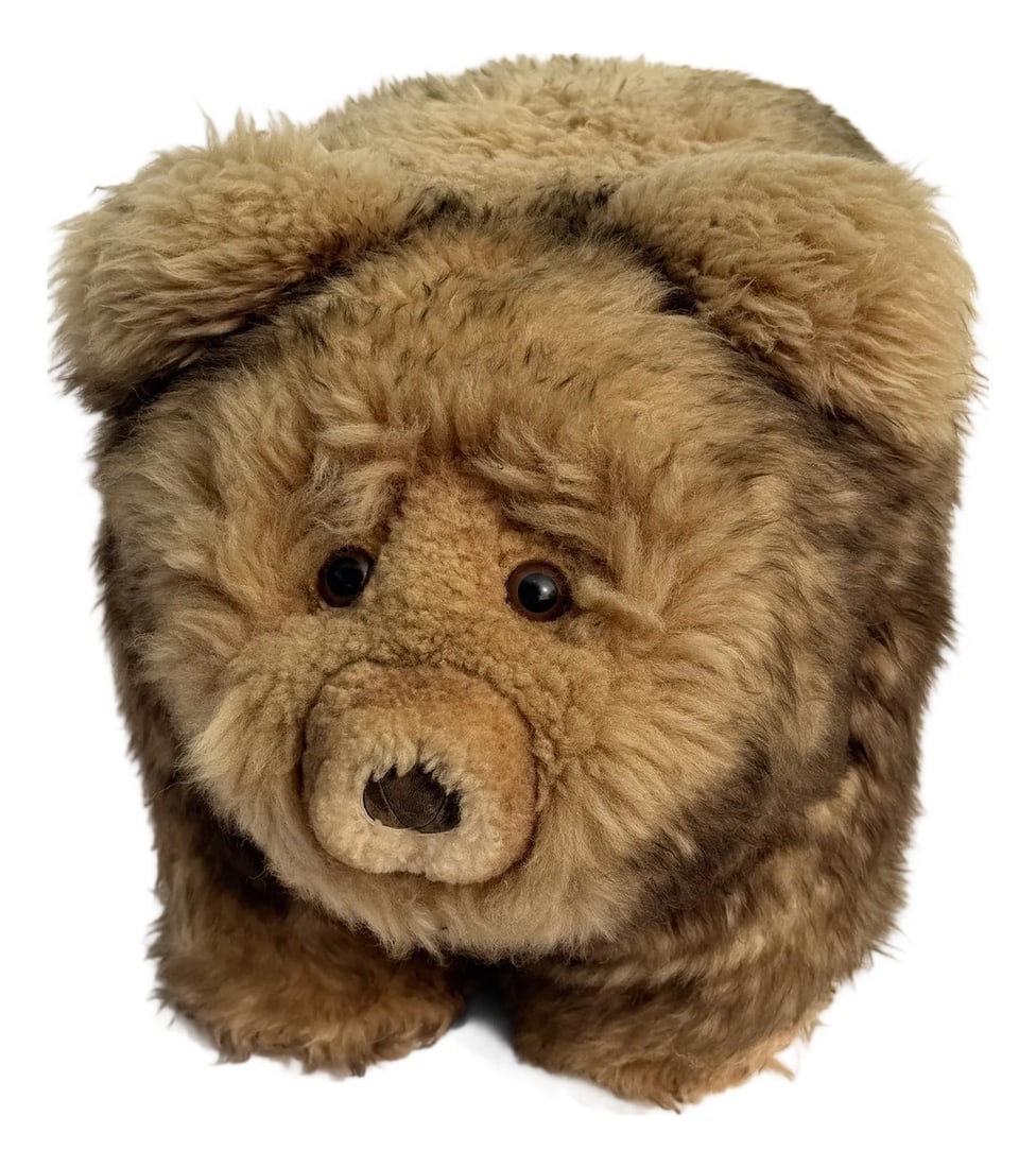 Park Ave Scully & Scully Plush Bear Lambs Wool Foot Stool Ottoman 1950s Luxury (1 of 14)