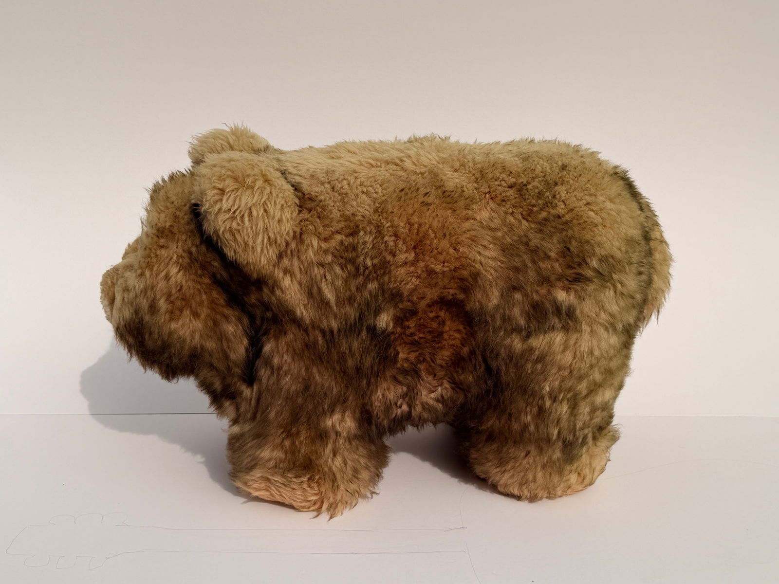 Park Ave Scully & Scully Plush Bear Lambs Wool Foot Stool Ottoman 1950s Luxury - 2