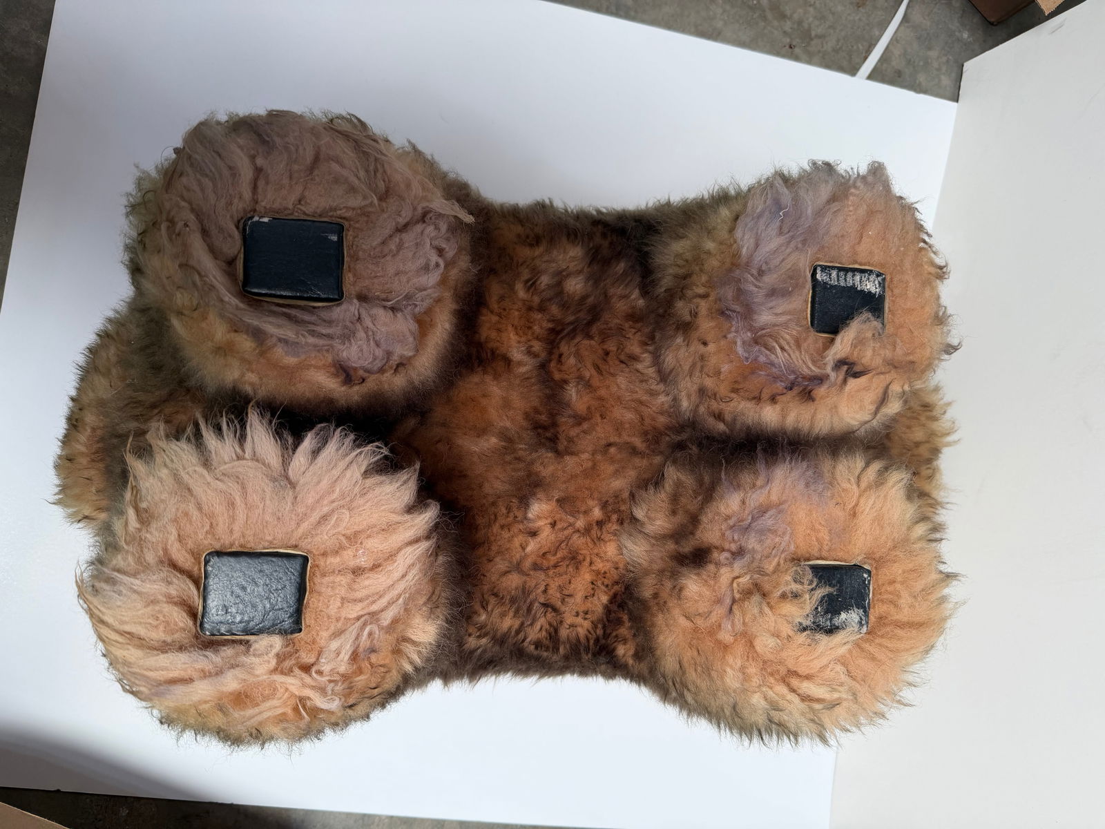 Park Ave Scully & Scully Plush Bear Lambs Wool Foot Stool Ottoman 1950s Luxury - 4