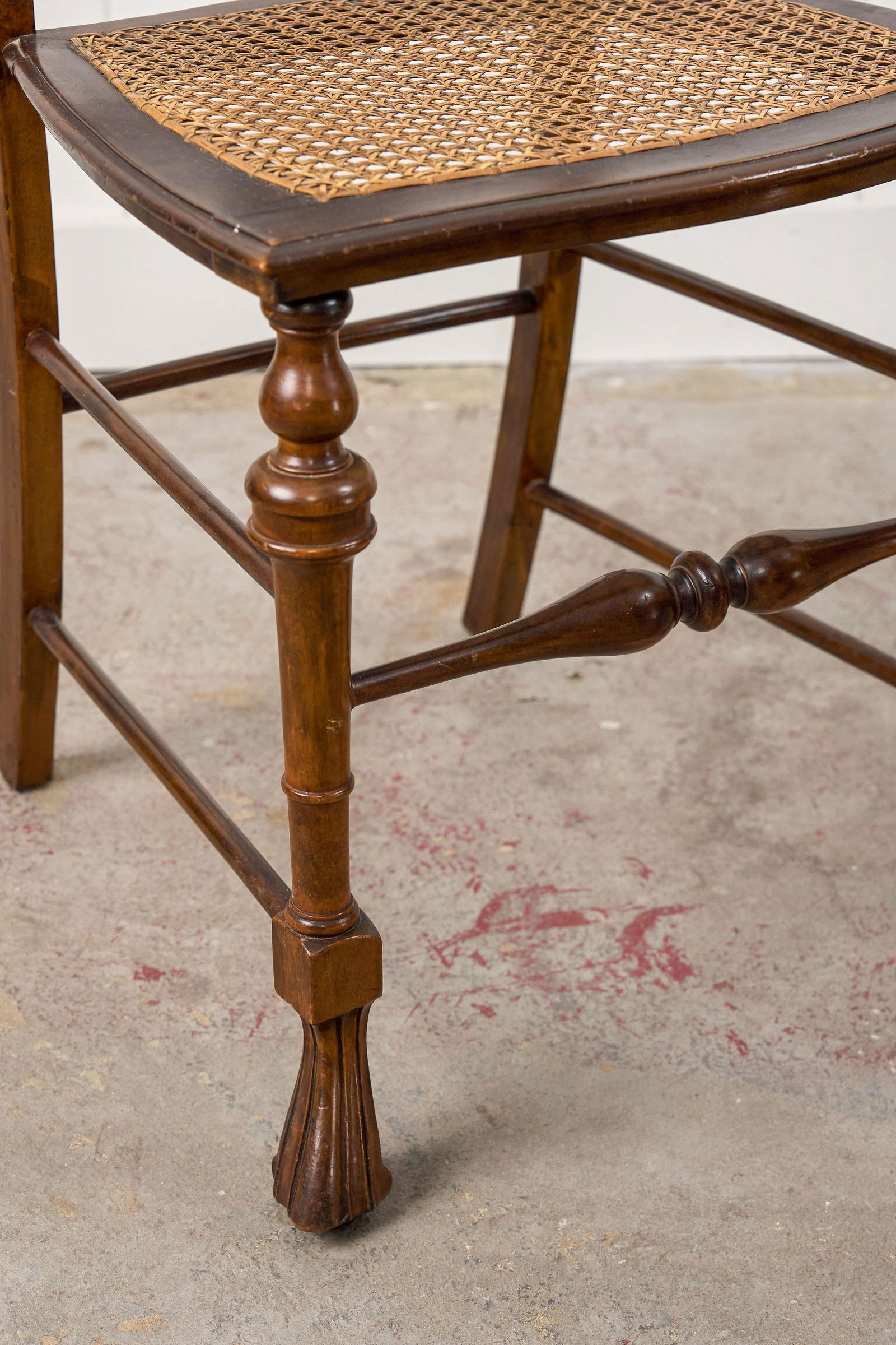 Pair of 19th Century Burl Walnut Hand Tied Cane Seat Chairs - 18