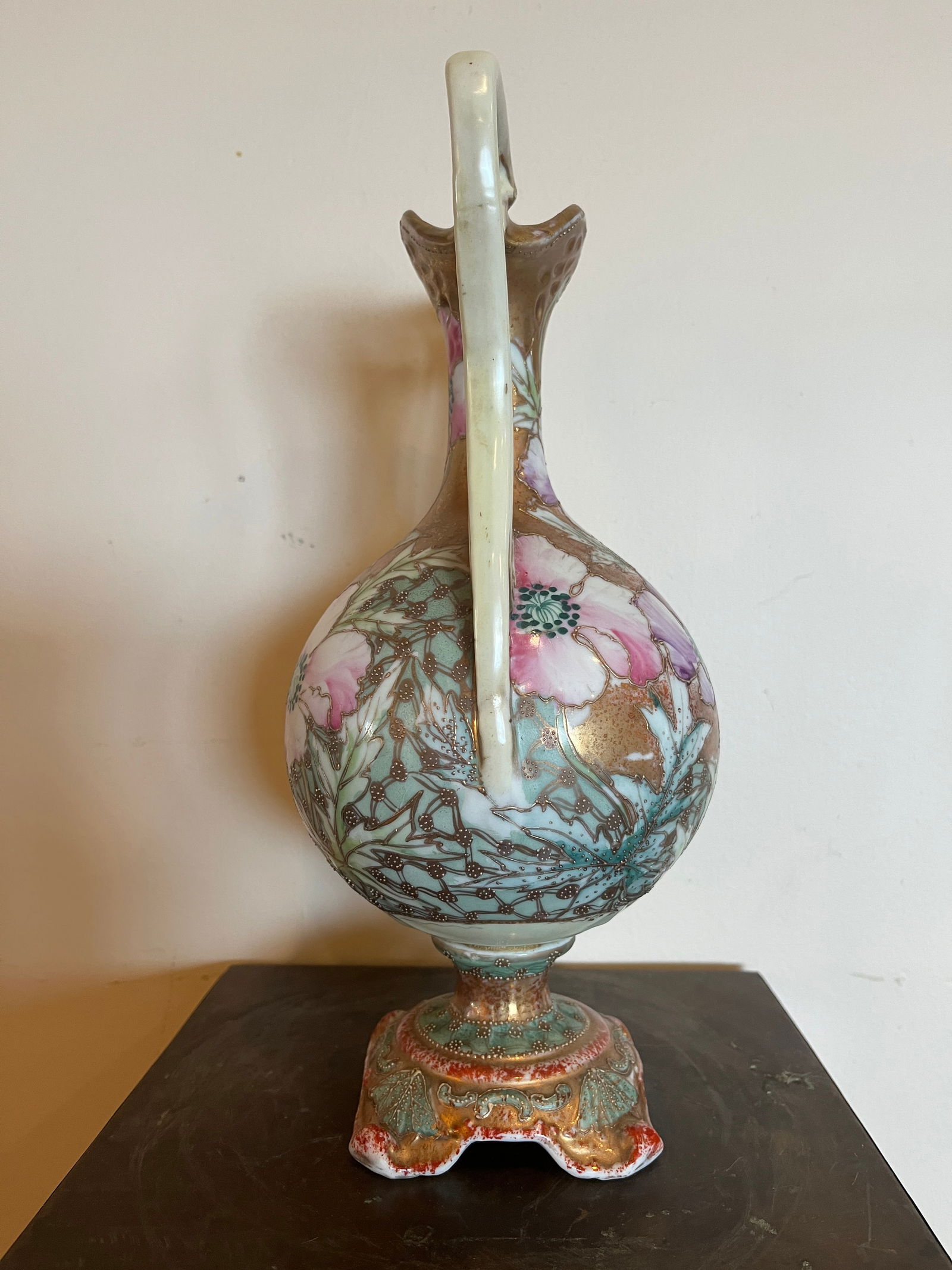 Antique Nippon Royal Kinran Vase 12" Moriage Gold Floral Hand Painted Porcelain - 2