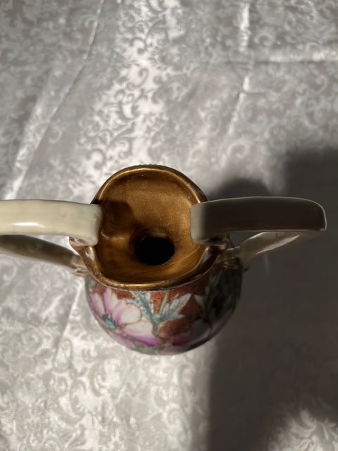 Antique Nippon Royal Kinran Vase 12" Moriage Gold Floral Hand Painted Porcelain - 7