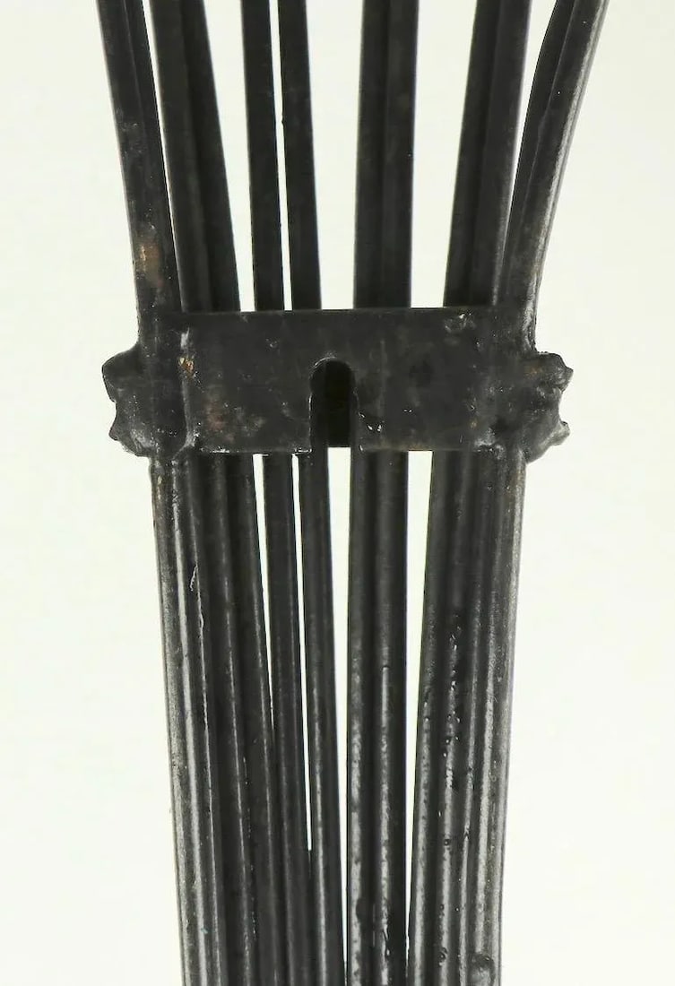 Large Mid Century Iron Brass and Wood Candle Sconce - 3