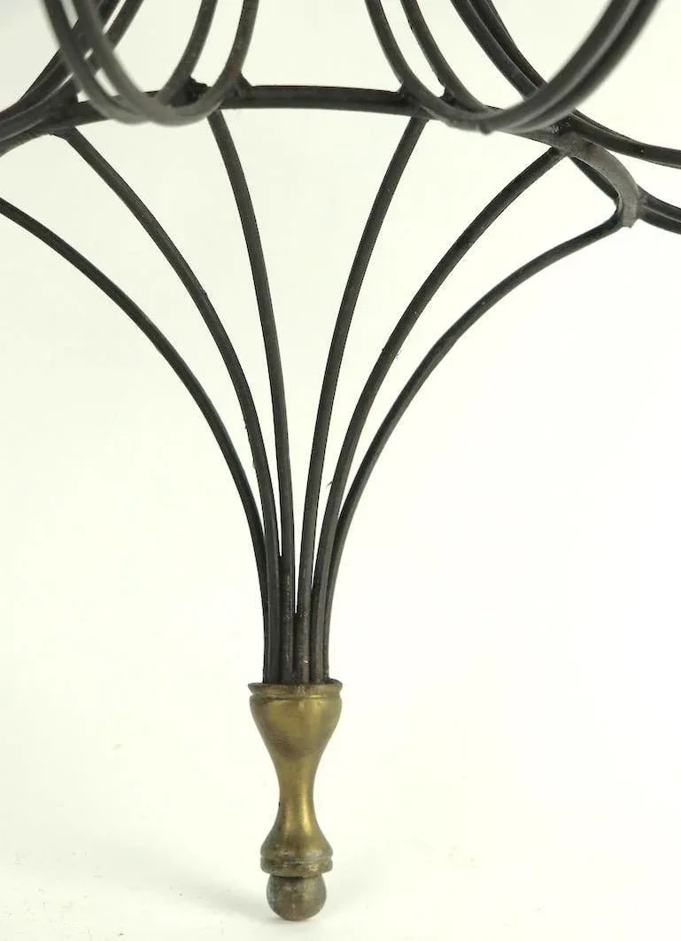 Large Mid Century Iron Brass and Wood Candle Sconce - 4