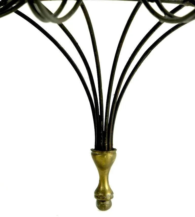 Large Mid Century Iron Brass and Wood Candle Sconce - 5