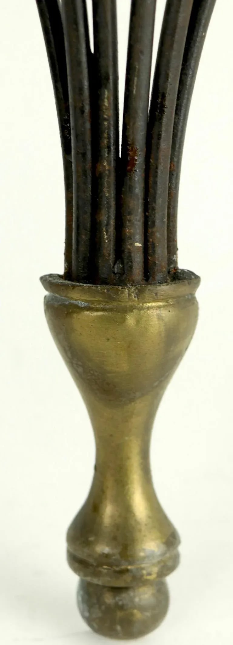 Large Mid Century Iron Brass and Wood Candle Sconce - 8