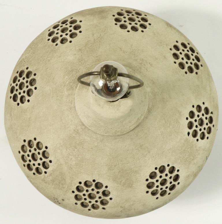 Sand Color Ceramic Table Lamp in Wrought Iron Stand - 8