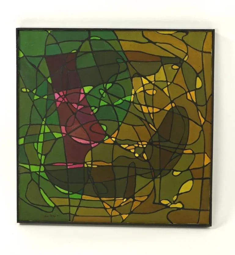 Abstract Oil on Canvass Painting by Noted Vermont Artist Lois Foley '1981' - 12