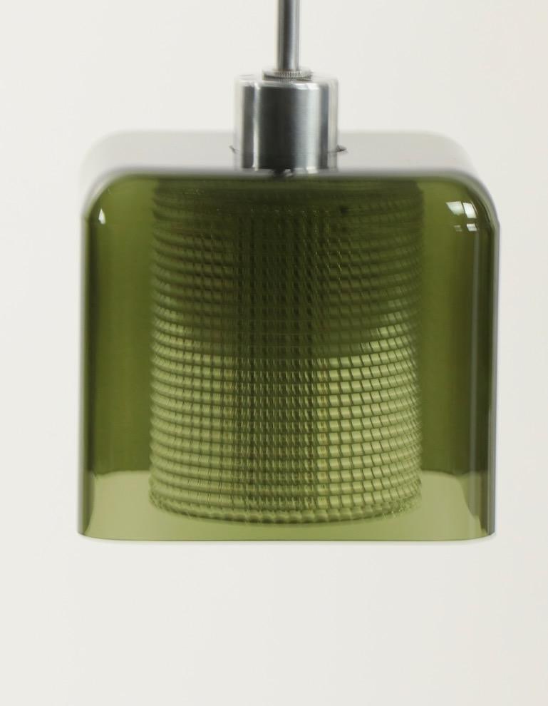 Mid 20th Century Three-Light Smoked Gray Glass and Brushed Steel Chandelier att. to Orrefores - 10