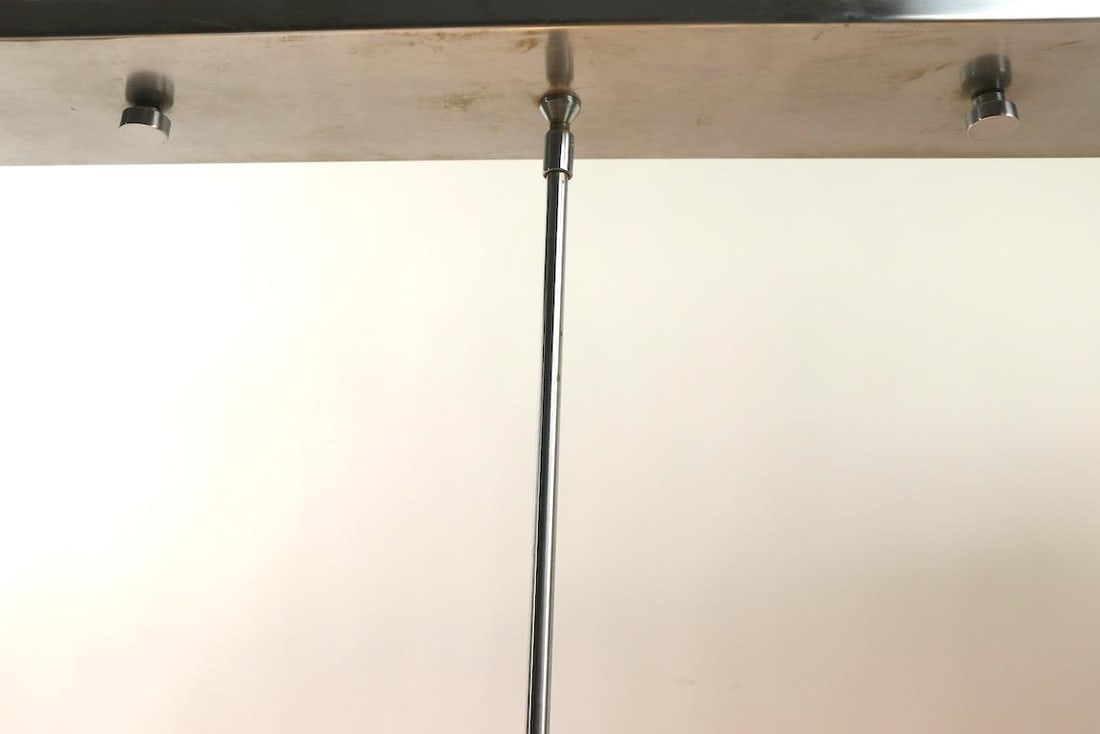 Mid 20th Century Three-Light Smoked Gray Glass and Brushed Steel Chandelier att. to Orrefores - 4