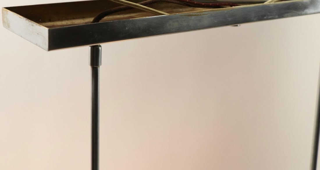 Mid 20th Century Three-Light Smoked Gray Glass and Brushed Steel Chandelier att. to Orrefores - 8