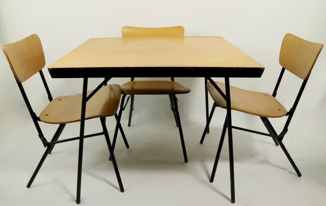 Mid Century Dinette Card Table & 4 Chairs by Cavalier - 9