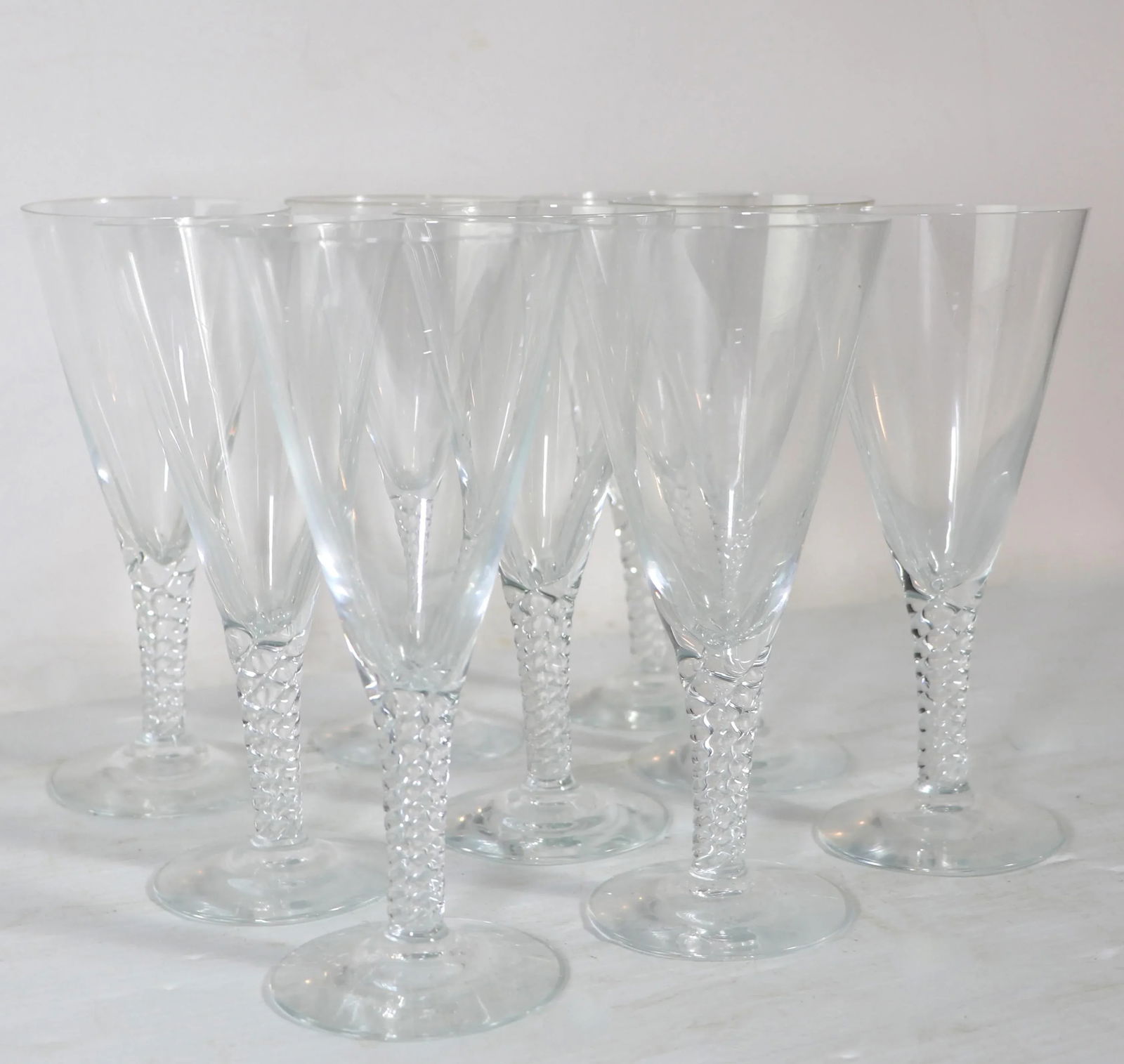1960s Holmegaard Twist Pattern Stemware Water Glasses- Set of 9 - 3