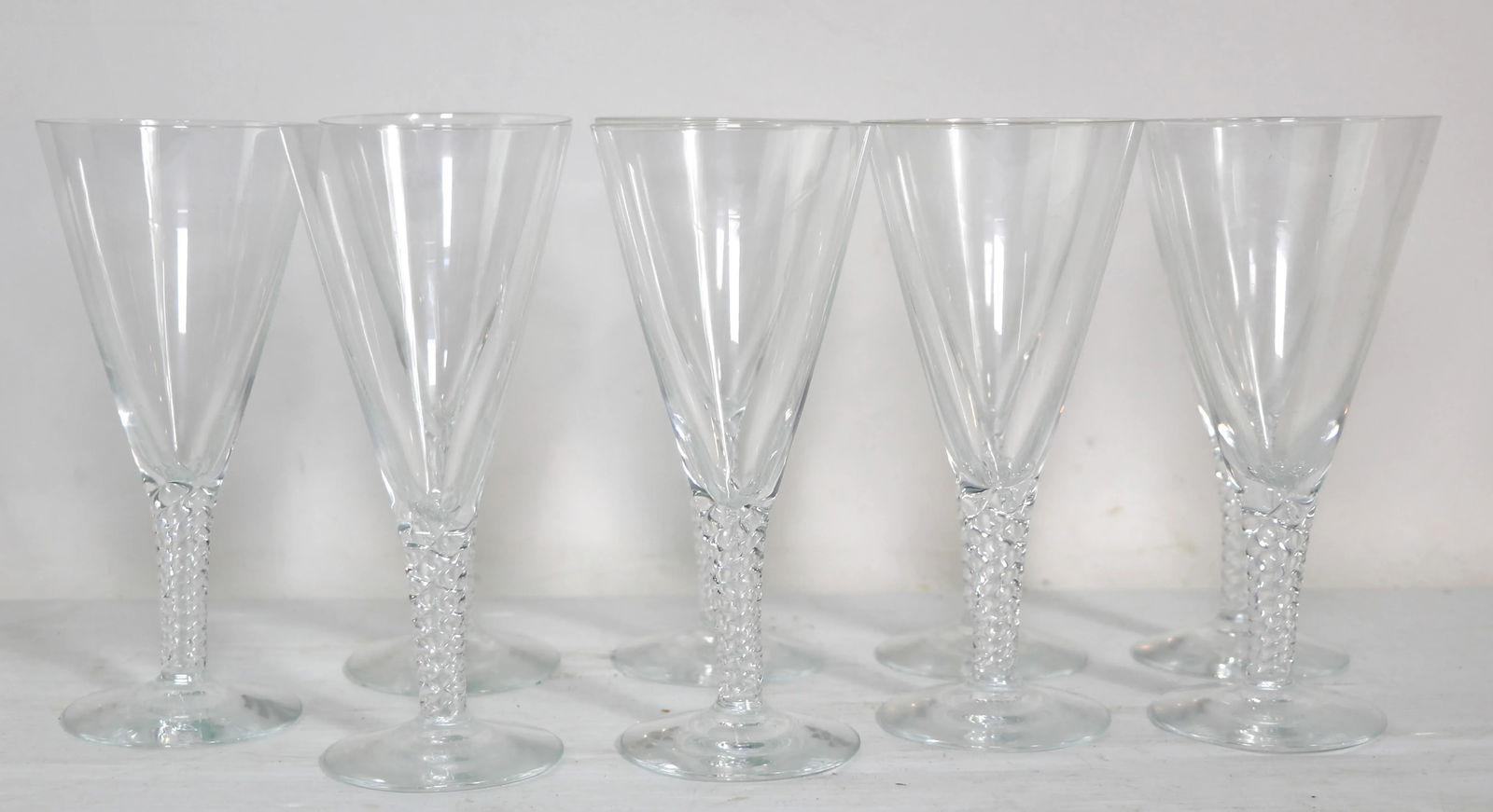 1960s Holmegaard Twist Pattern Stemware Water Glasses- Set of 9 - 5