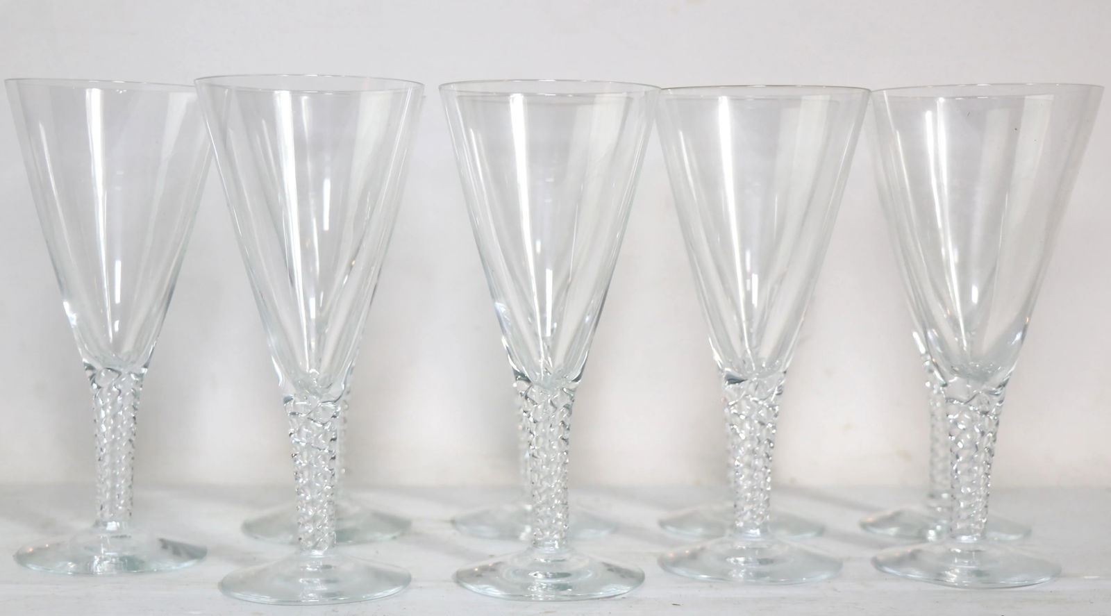 1960s Holmegaard Twist Pattern Stemware Water Glasses- Set of 9 - 7