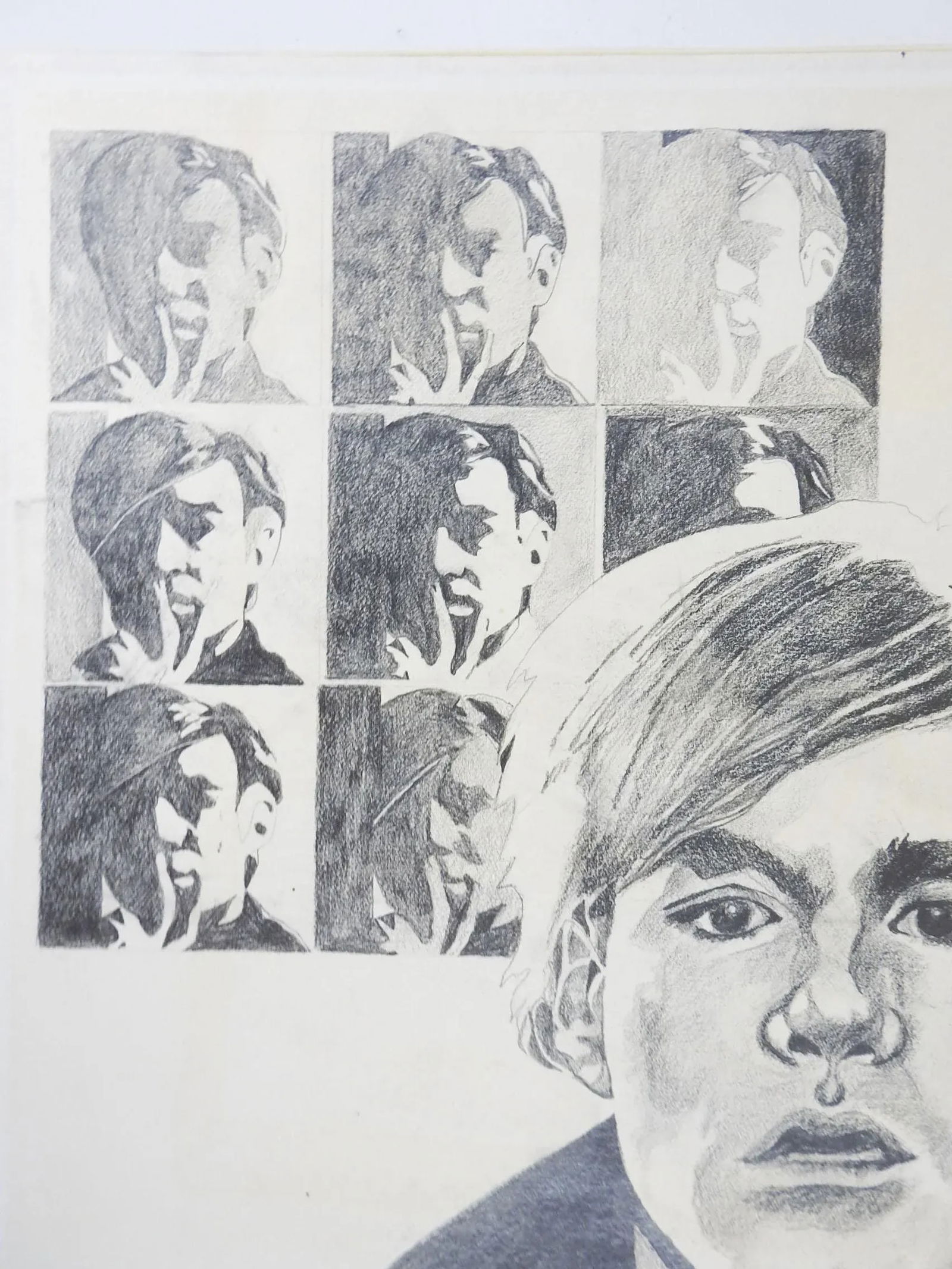 Vintage Mid Century Drawing of Andy Warhol - 4