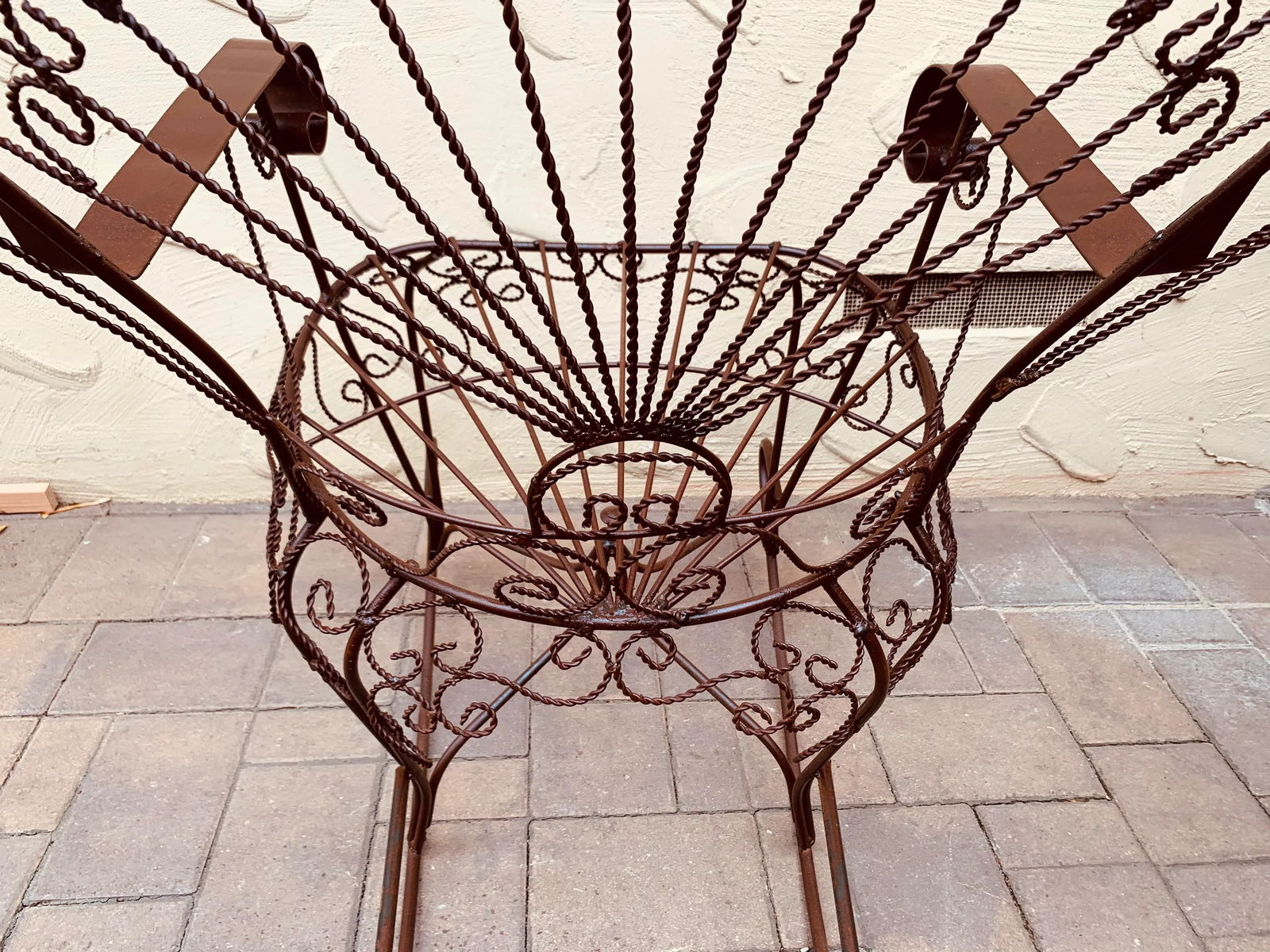 Salterini Style Wrought Iron Peacock Back Rocking Chair - 11