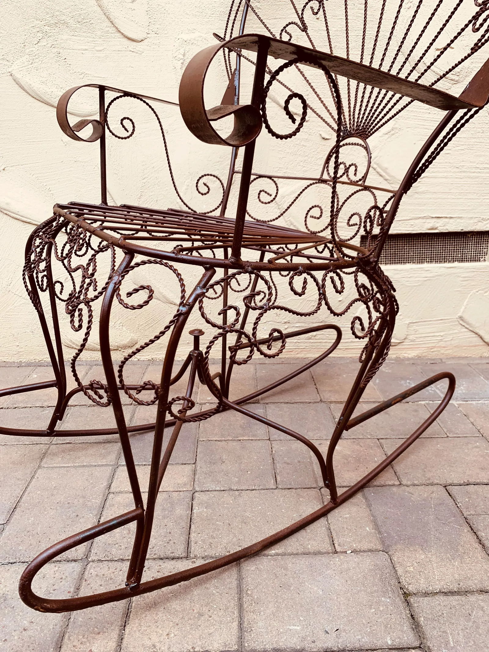 Salterini Style Wrought Iron Peacock Back Rocking Chair - 5