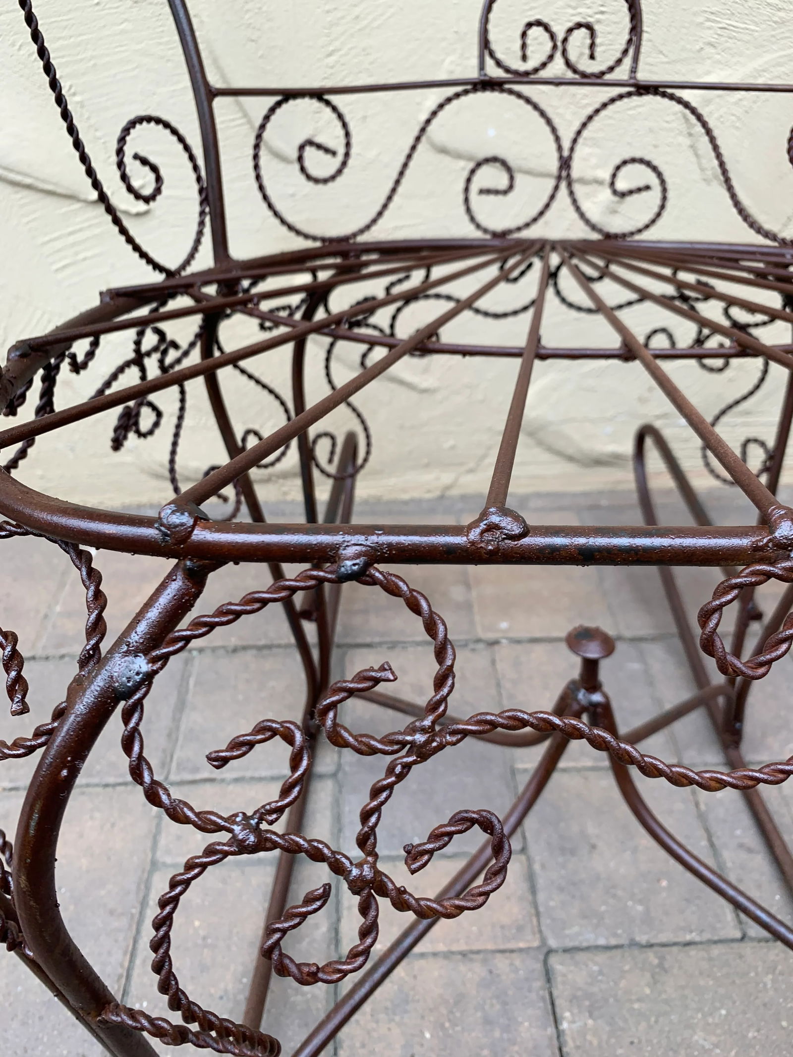 Salterini Style Wrought Iron Peacock Back Rocking Chair - 6