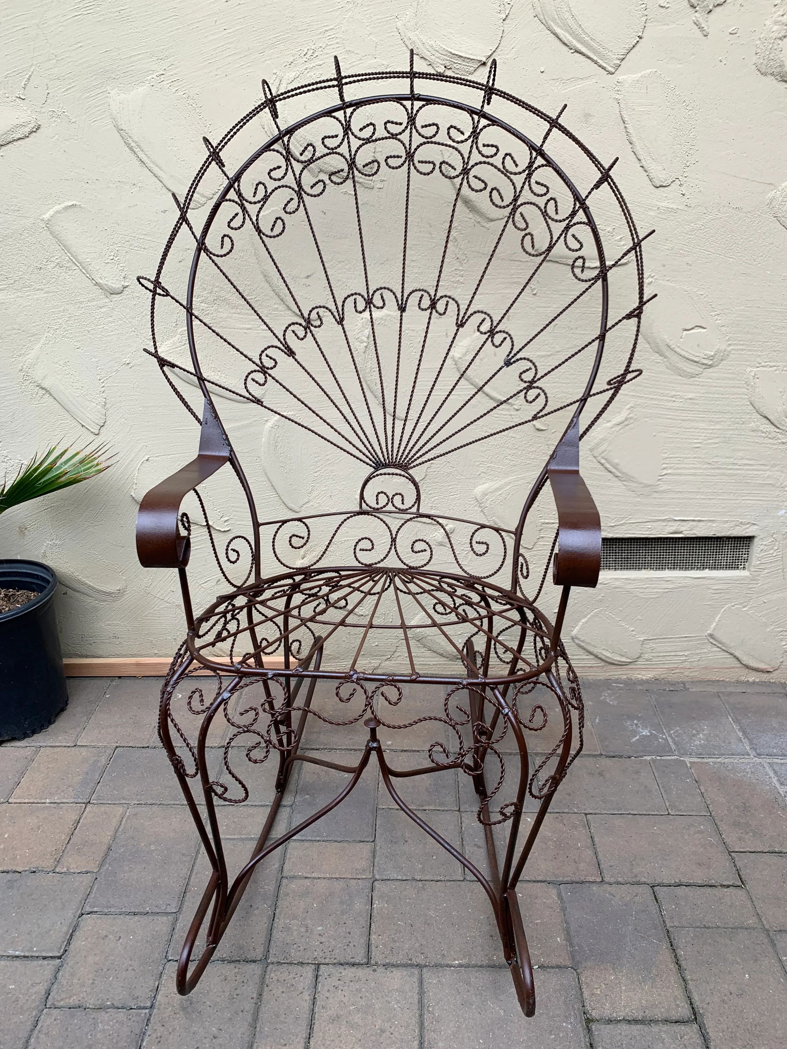Salterini Style Wrought Iron Peacock Back Rocking Chair - 8