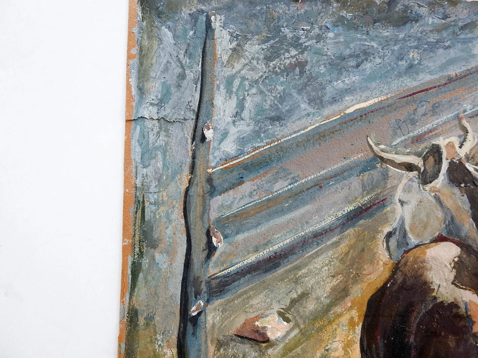 Vintage 1930's Cow & Calf Painting - 6